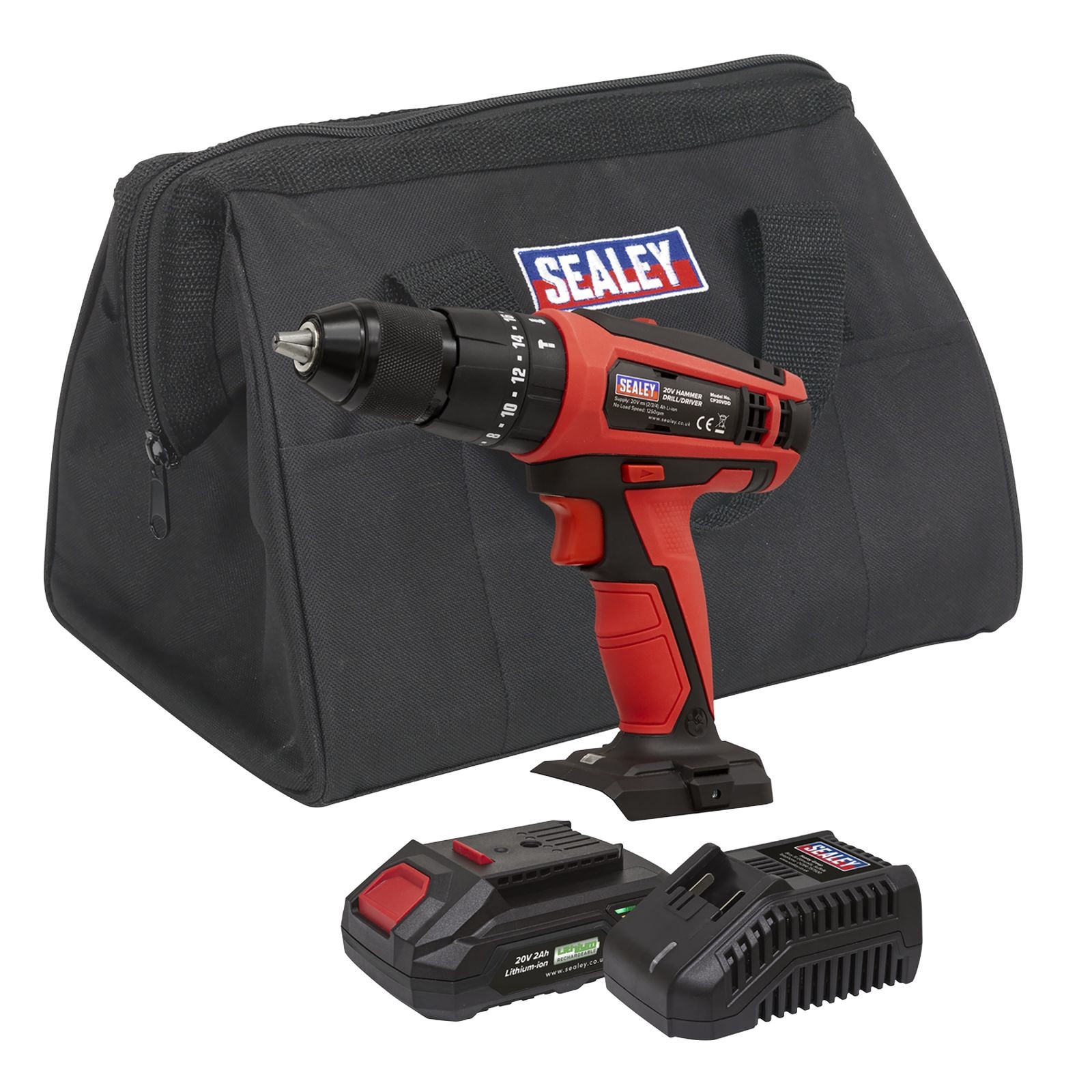 Sealey Hammer Drill/Driver Kit Ø13mm 20V 2Ah Lithium-ion - CP20VDDKIT1