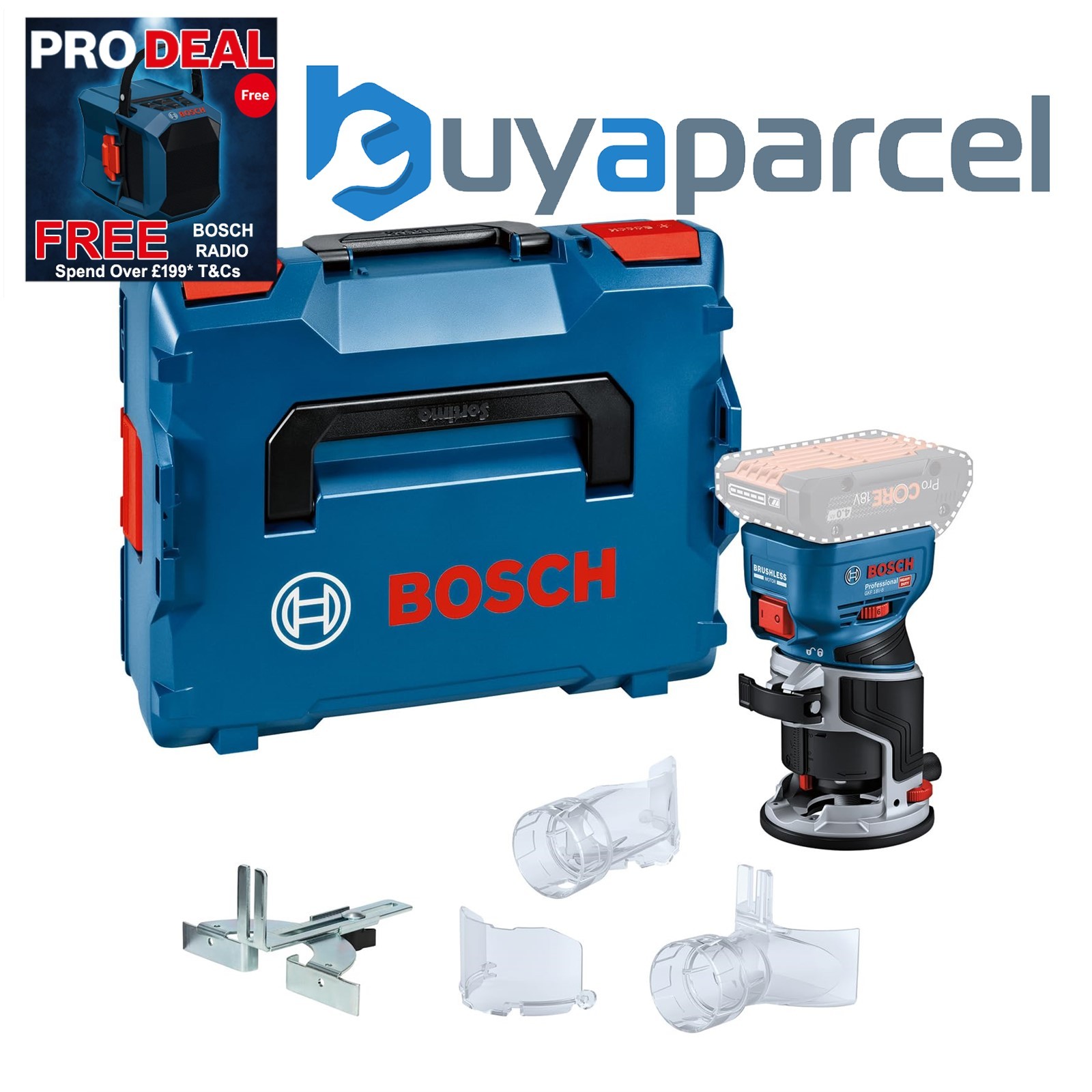 Bosch GKF 18V-8 18v Brushless Cordless Palm Router Laminate Trimmer + Lboxx Case