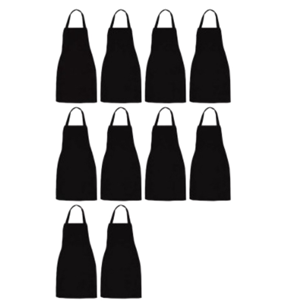 10 Pack Bib Apron - Unisex Black Apron Bulk with 2 Roomy Pockets Machine7919