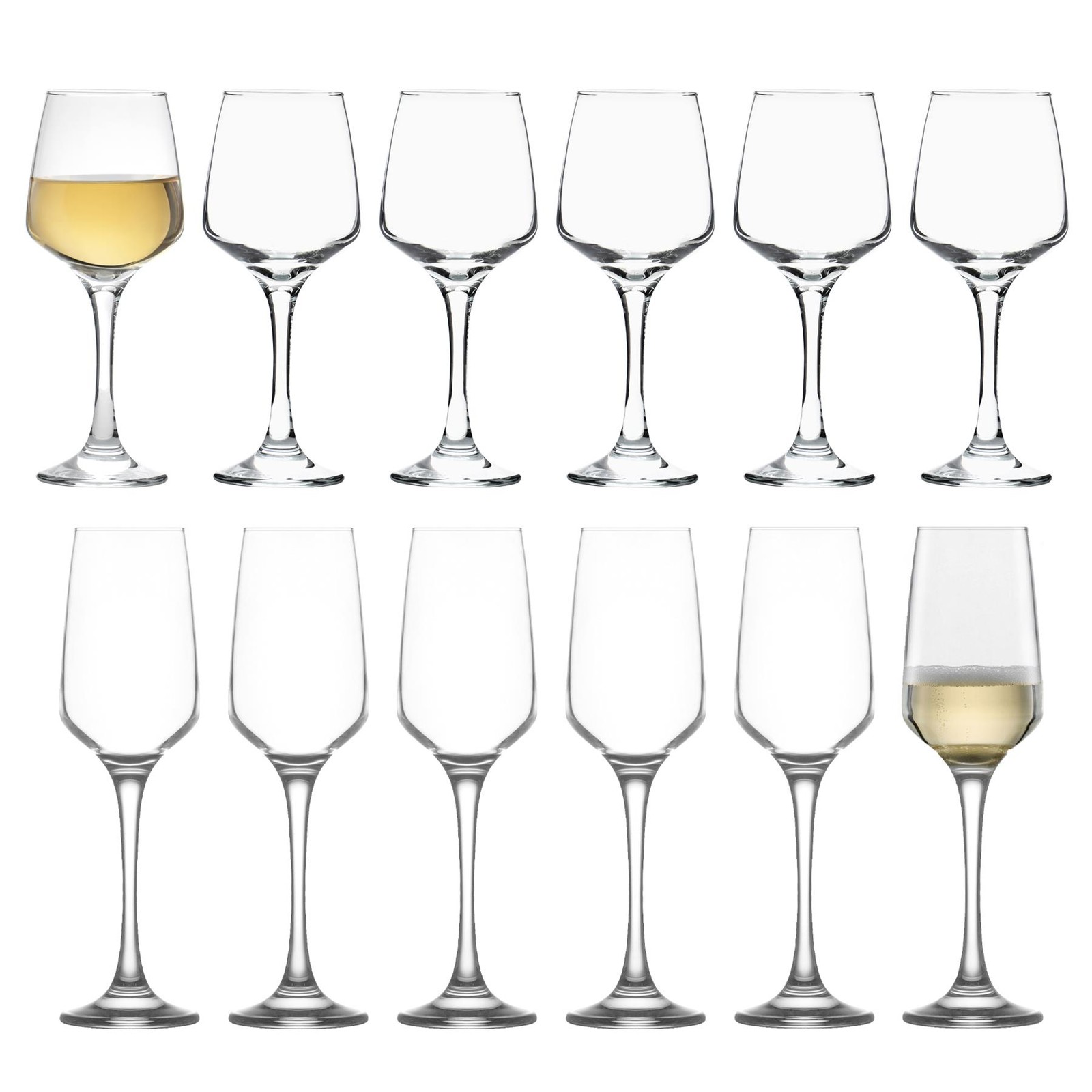 12pc LAV Lal Stemware Set Large Glass Red White Rose Long Stem Party Gift Set