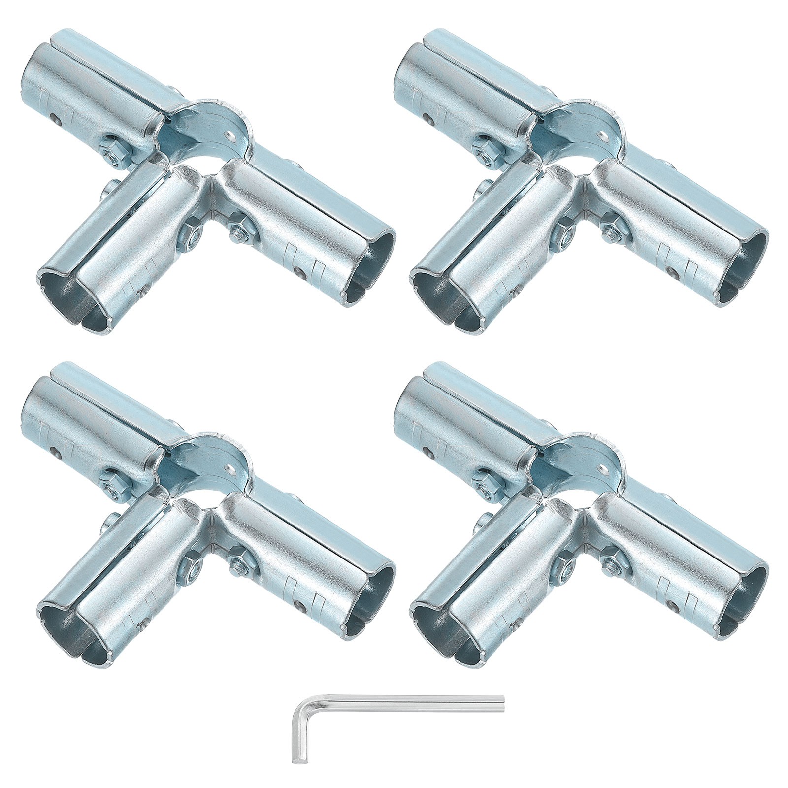 4Pcs Structural Pipe Connector, 4 Way End Rail Clamps Fit OD 1 Inch (25mm) Tube