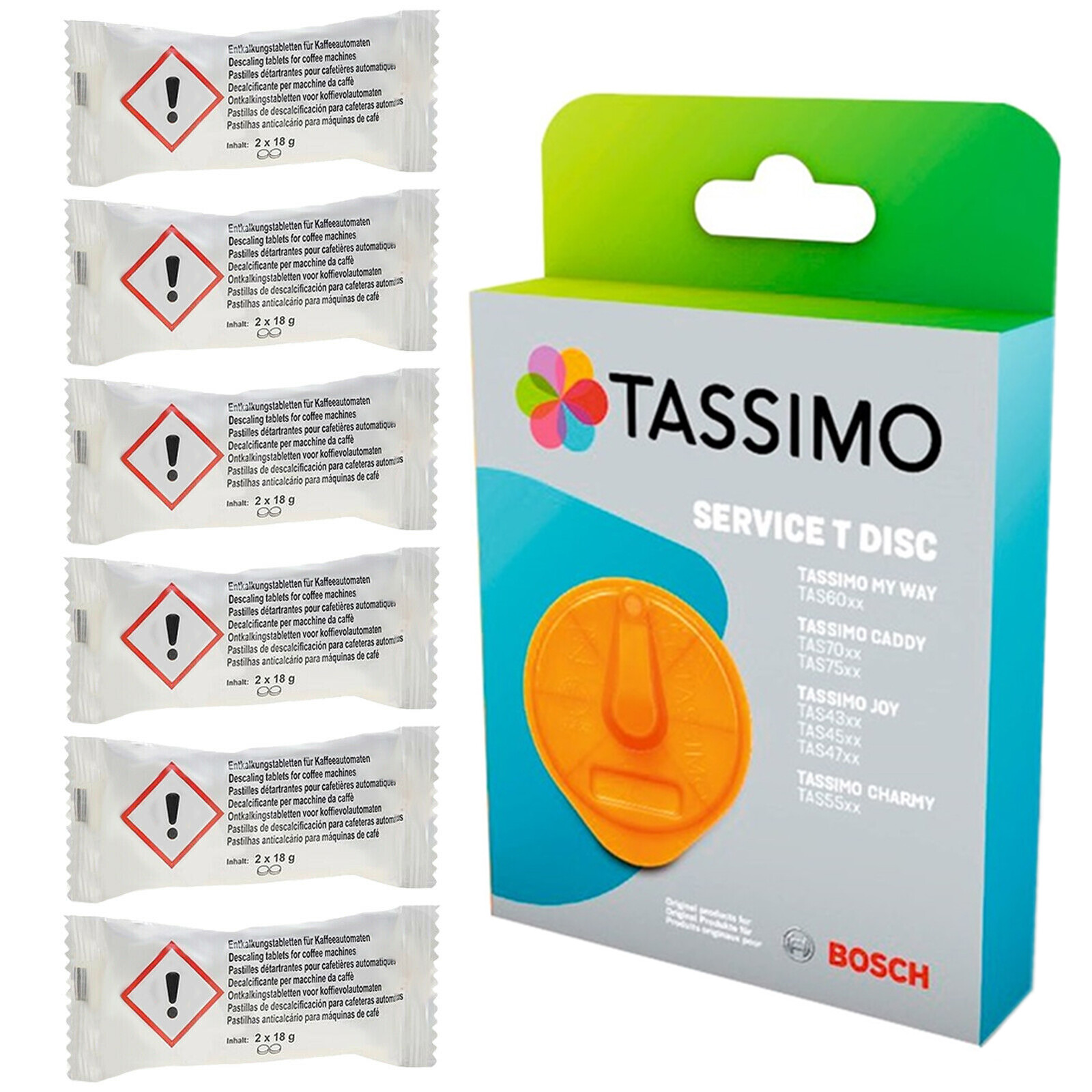 Service Cleaning T-Disc + 12 Descaling Tablets for BOSCH TASSIMO JOY TAS45 TAS47