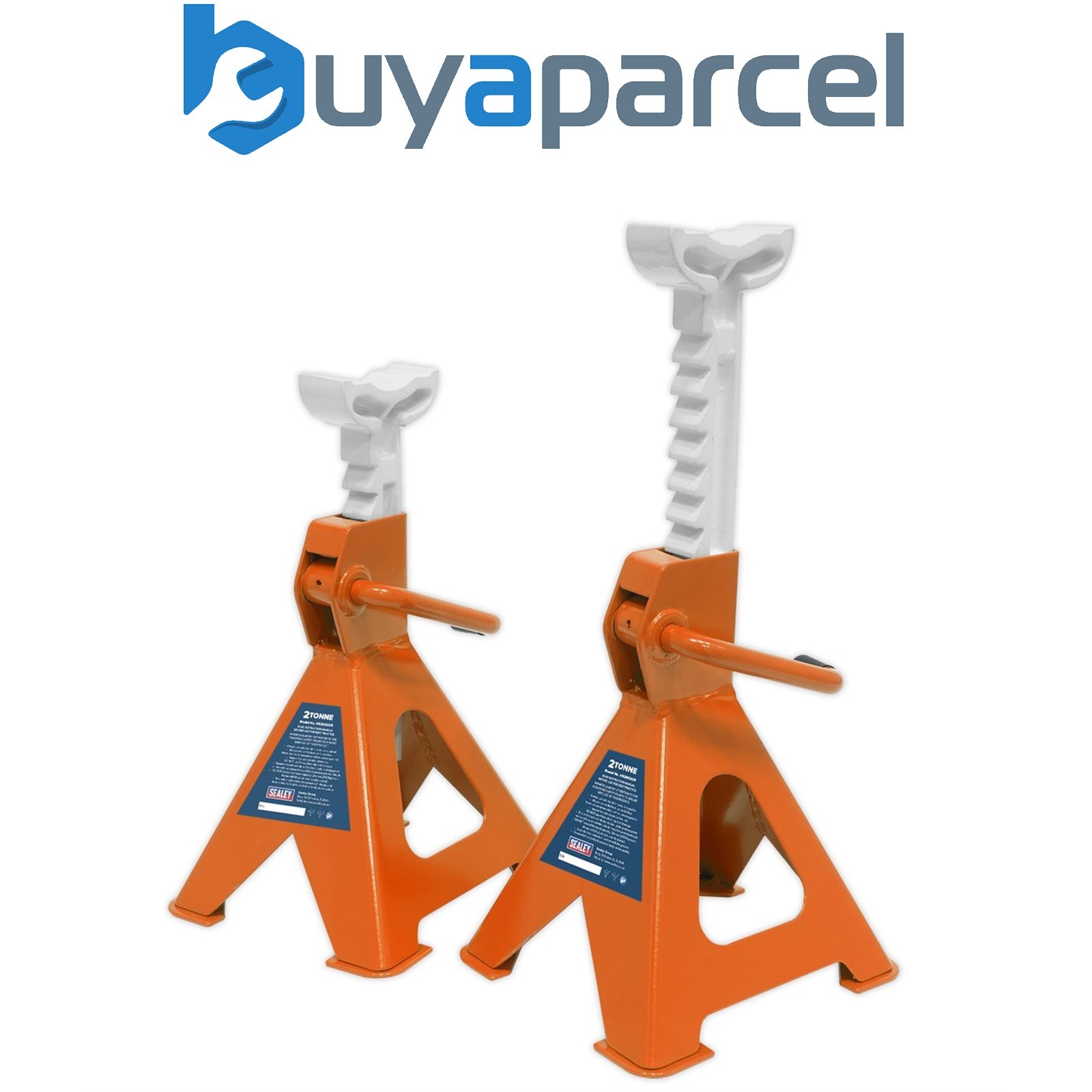 Sealey VS2002OR Ratchet Type Axle Stands (Pair) 2 Tonne Capacity per Stand - Ora