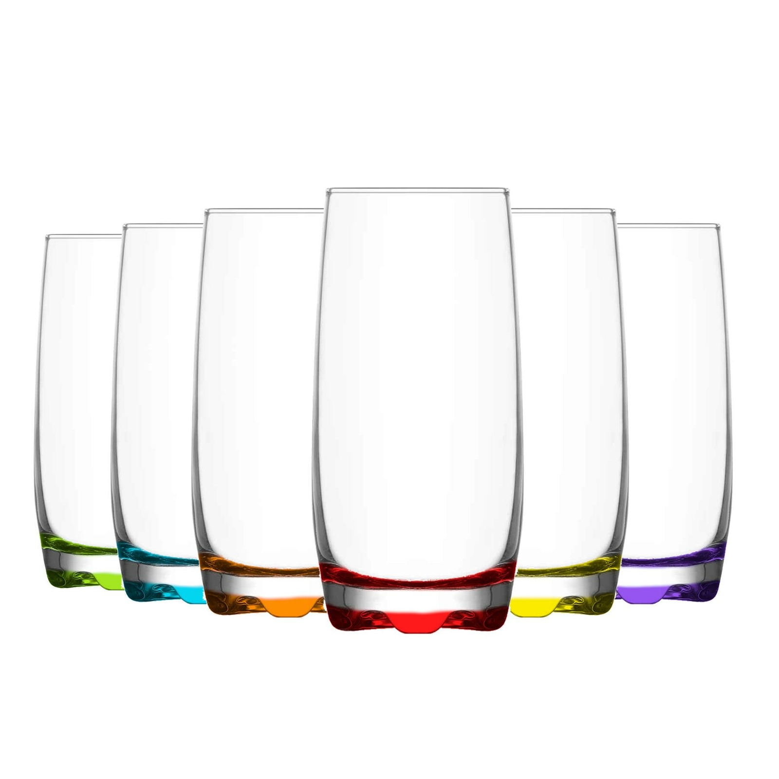 LAV 12x Adora Coloured Highball Glasses Water Juice Tumblers 390ml Multi