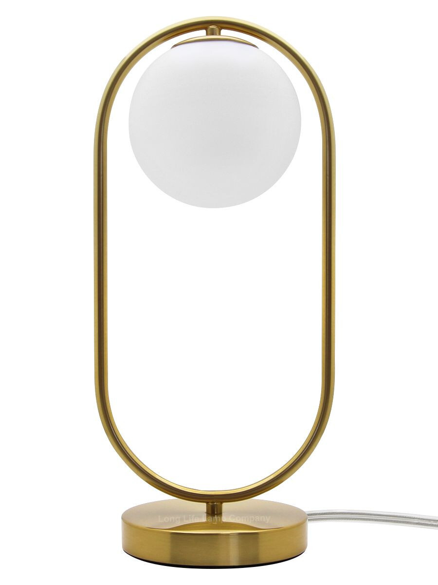 Antique Brass Table Desk Lamp Frosted Globe Glass Shade Bedside Light H3029