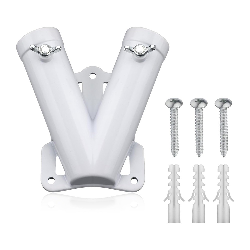 4X( FlagPole Bracket Holder, V Shape Aluminum Alloy Flagpole Wall Mount1559