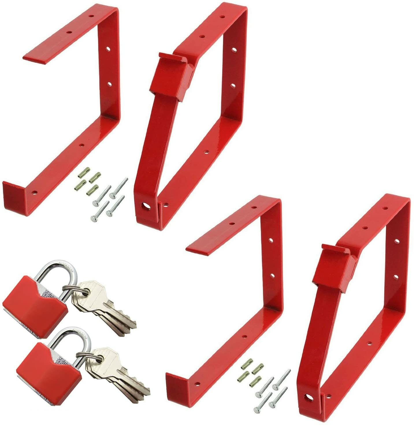 Lockable Wall Ladder Double + Triple Section 2 x Locking Brackets & Padlocks