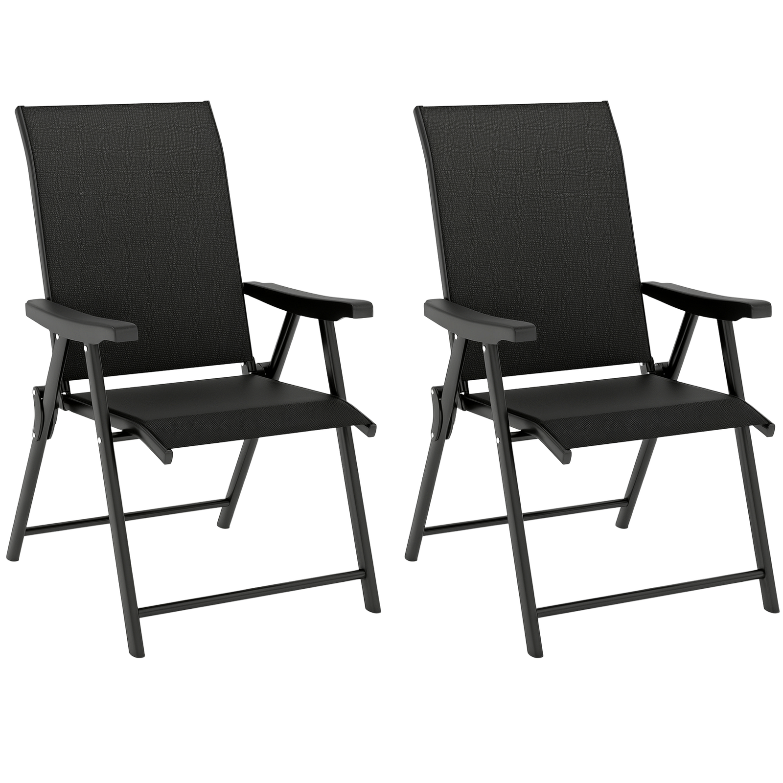 Outsunny Folding Garden Dining Chairs Set of 2 with Mesh Seat, Black