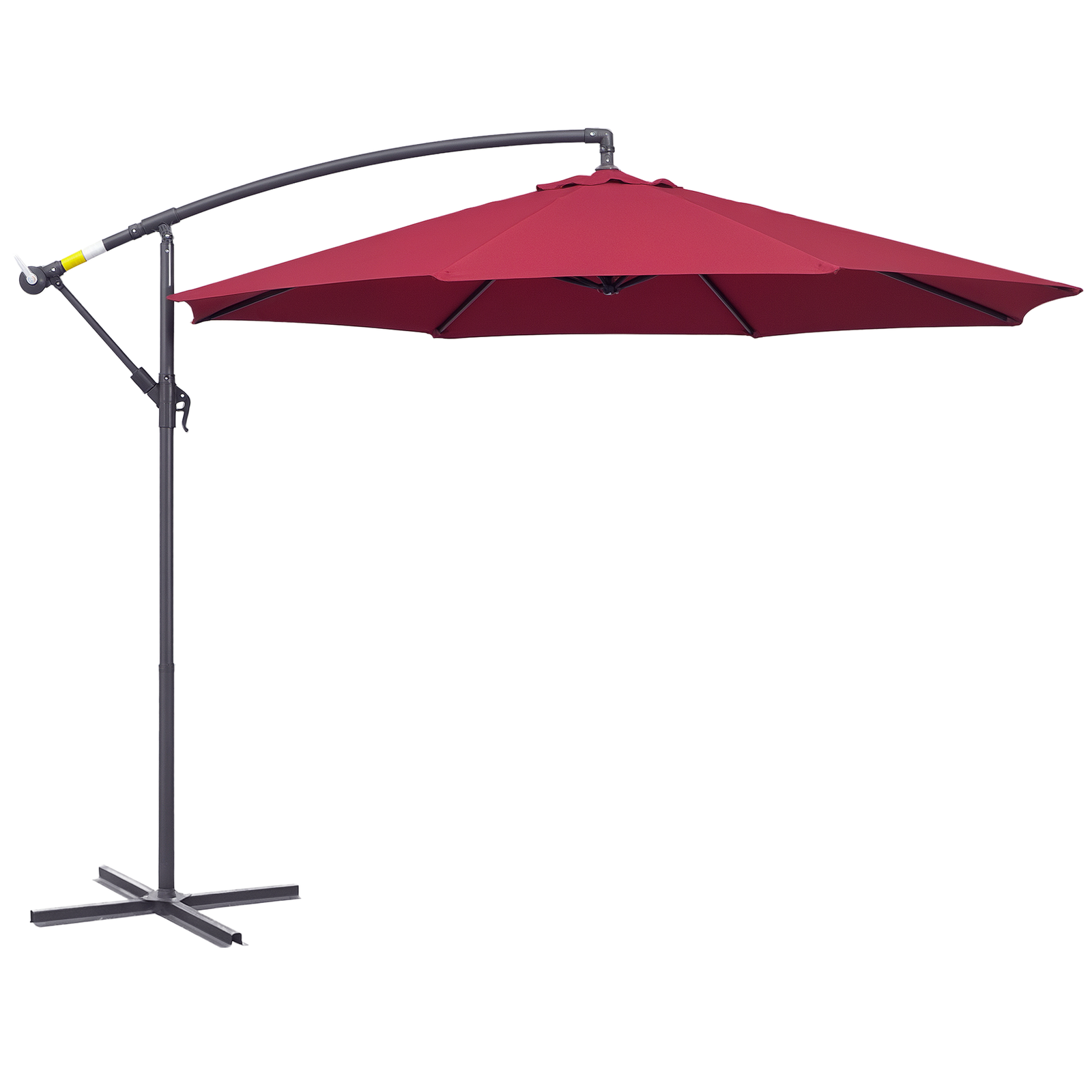 Outsunny 3(m) Garden Banana Parasol Cantilever Umbrella w/ Crank, Wine Red
