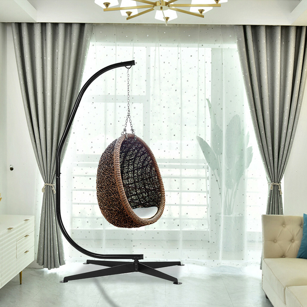 Large Hanging Egg Hammock C-Stand Solid Steel Support Strong Load Capacity