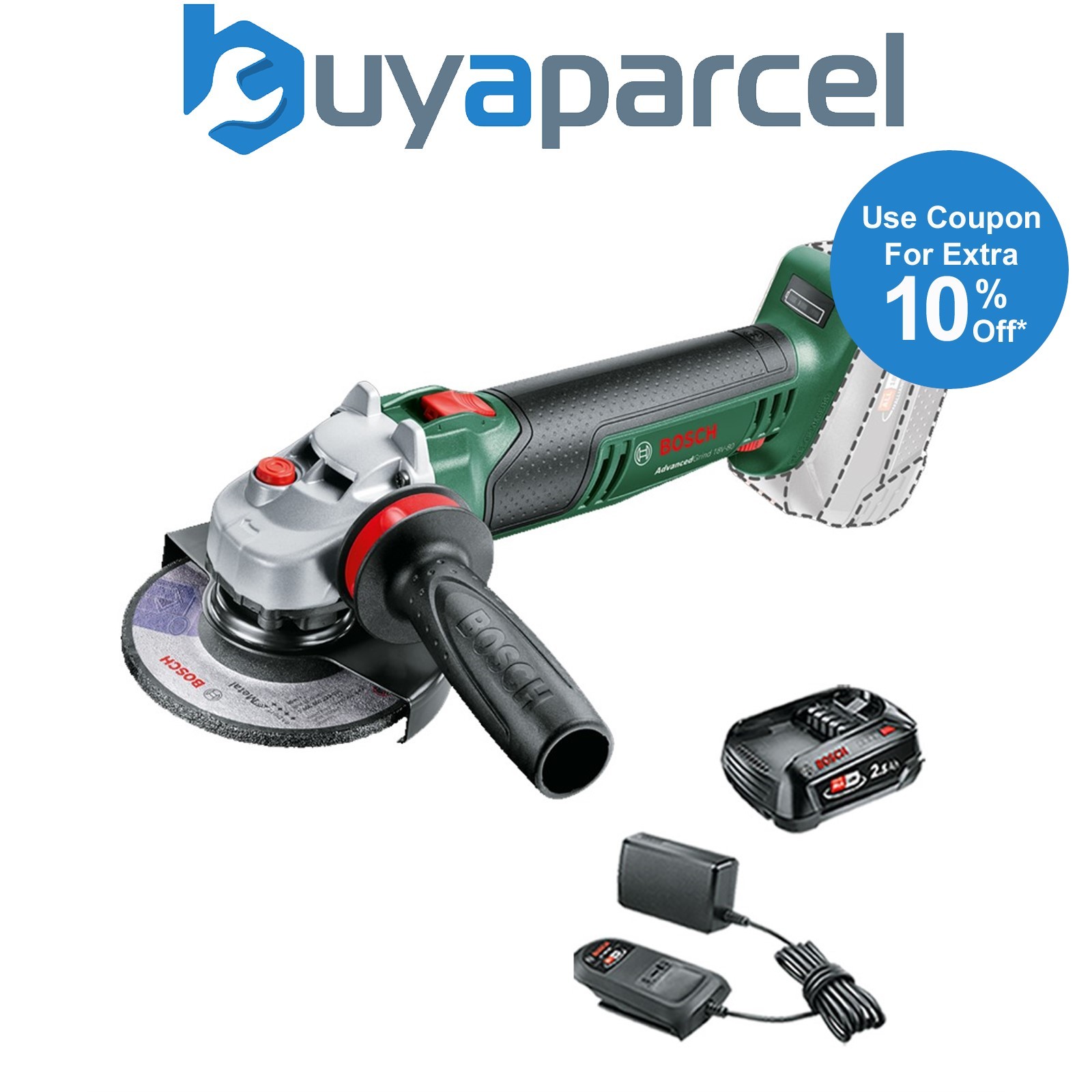 Bosch 06033E5100 AdvancedGrind 18v Angle Grinder 125mm + 2.5AH Battery Kit