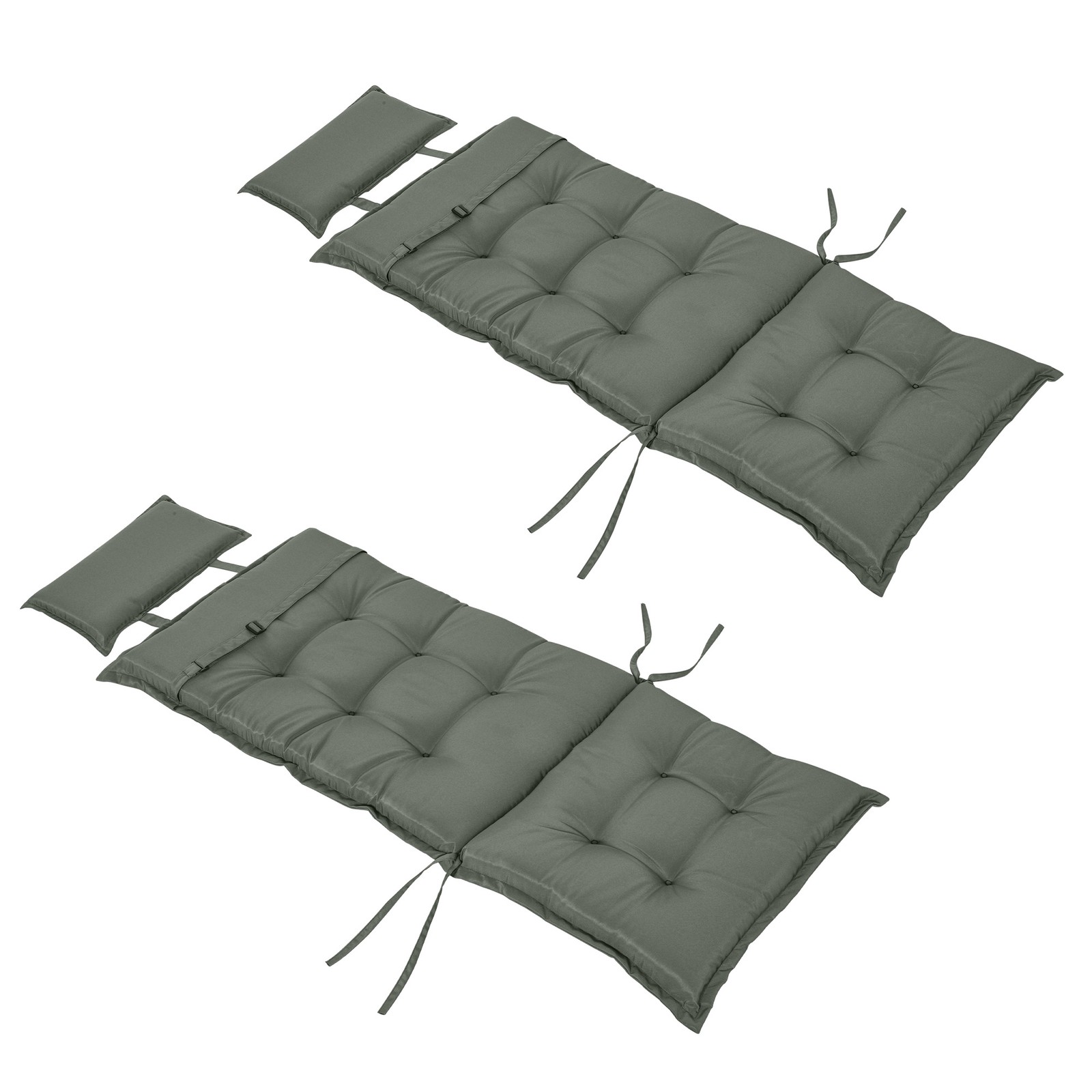 Outsunny 2 Pieces Patio Chair Cushion Set, High Back Seat Pads with Pillow, Grey