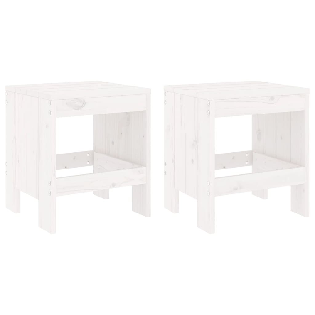 Garden Stools Bar Stool Patio Wooden Chair 2 pcs White Solid Wood Pine vidaXL
