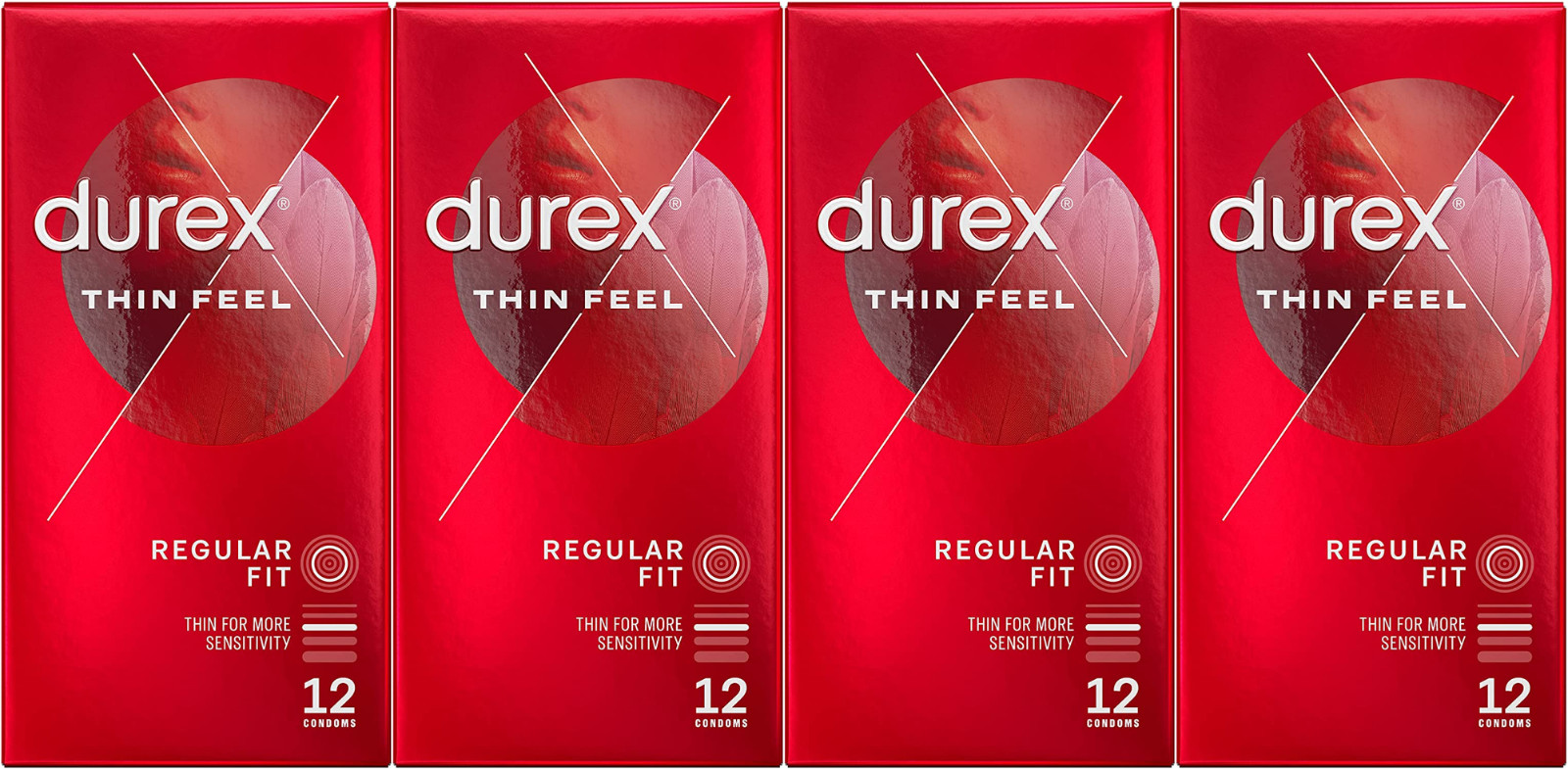 Durex Thin Feel Regular Classic Latex Condoms 12 Pack x 4 (Total 48) Sensitivity
