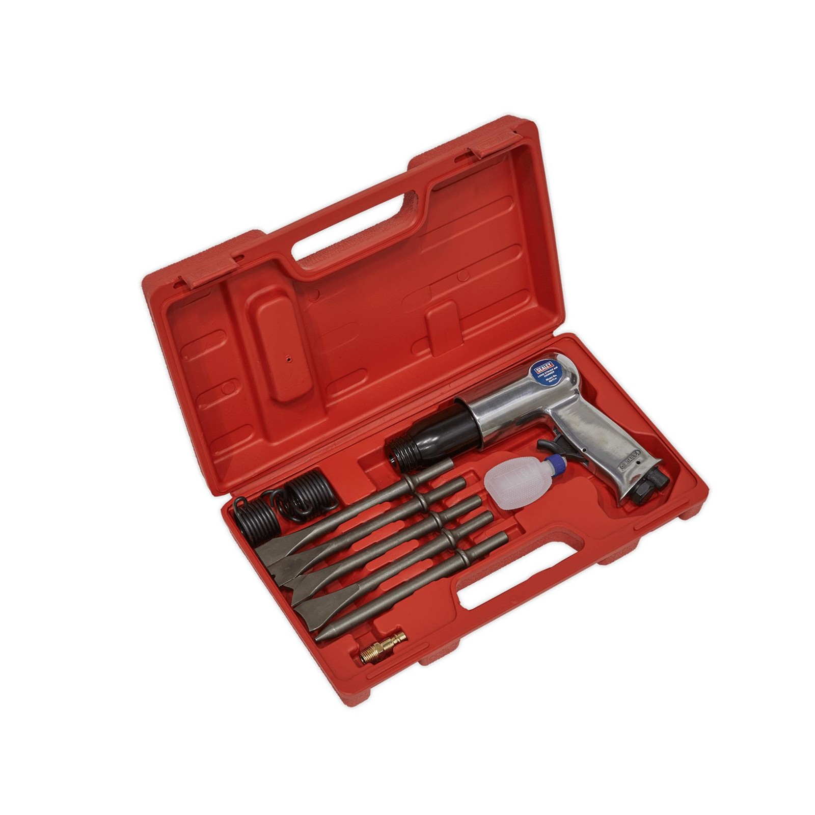 Air Hammer Chisel Descaler Needle Gun With 5 Chisel Tool with storage box