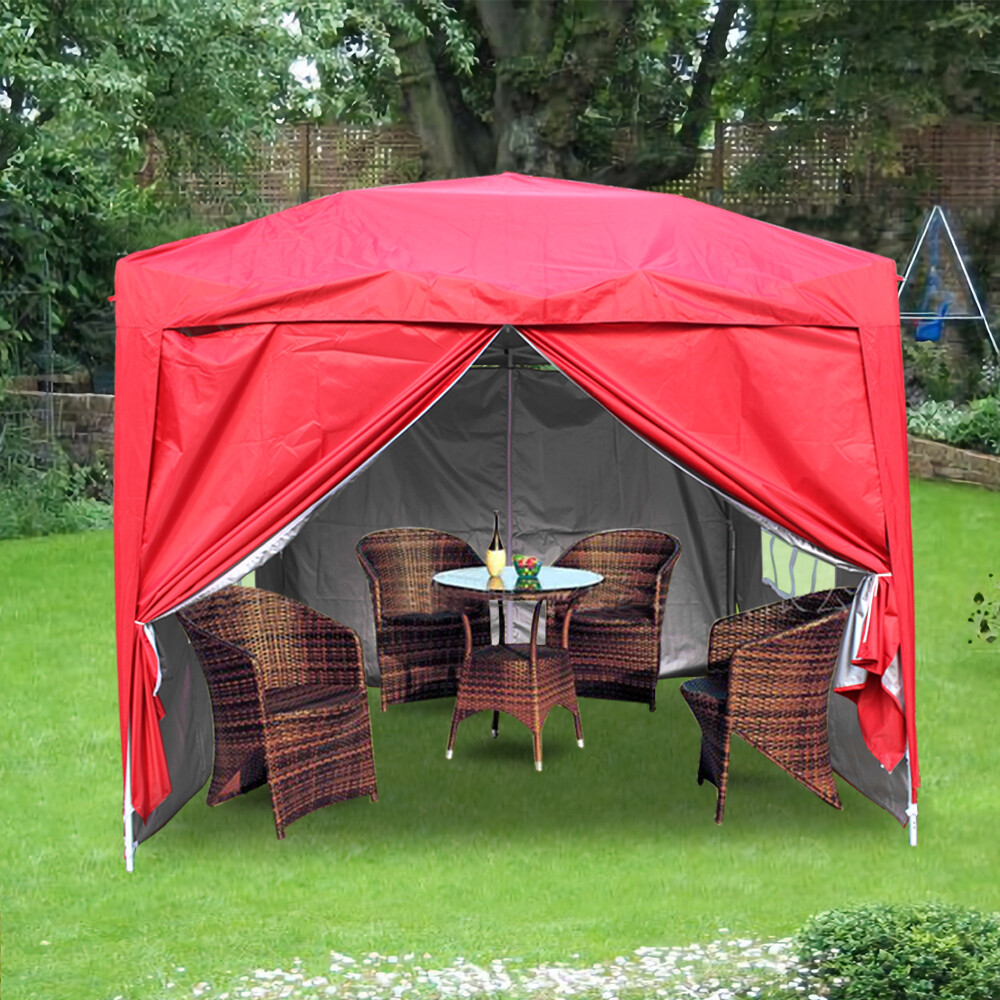 2x2m Outdoor Garden Pop Up Gazebo Marquee Party Tent with 4 Leg Weights Red