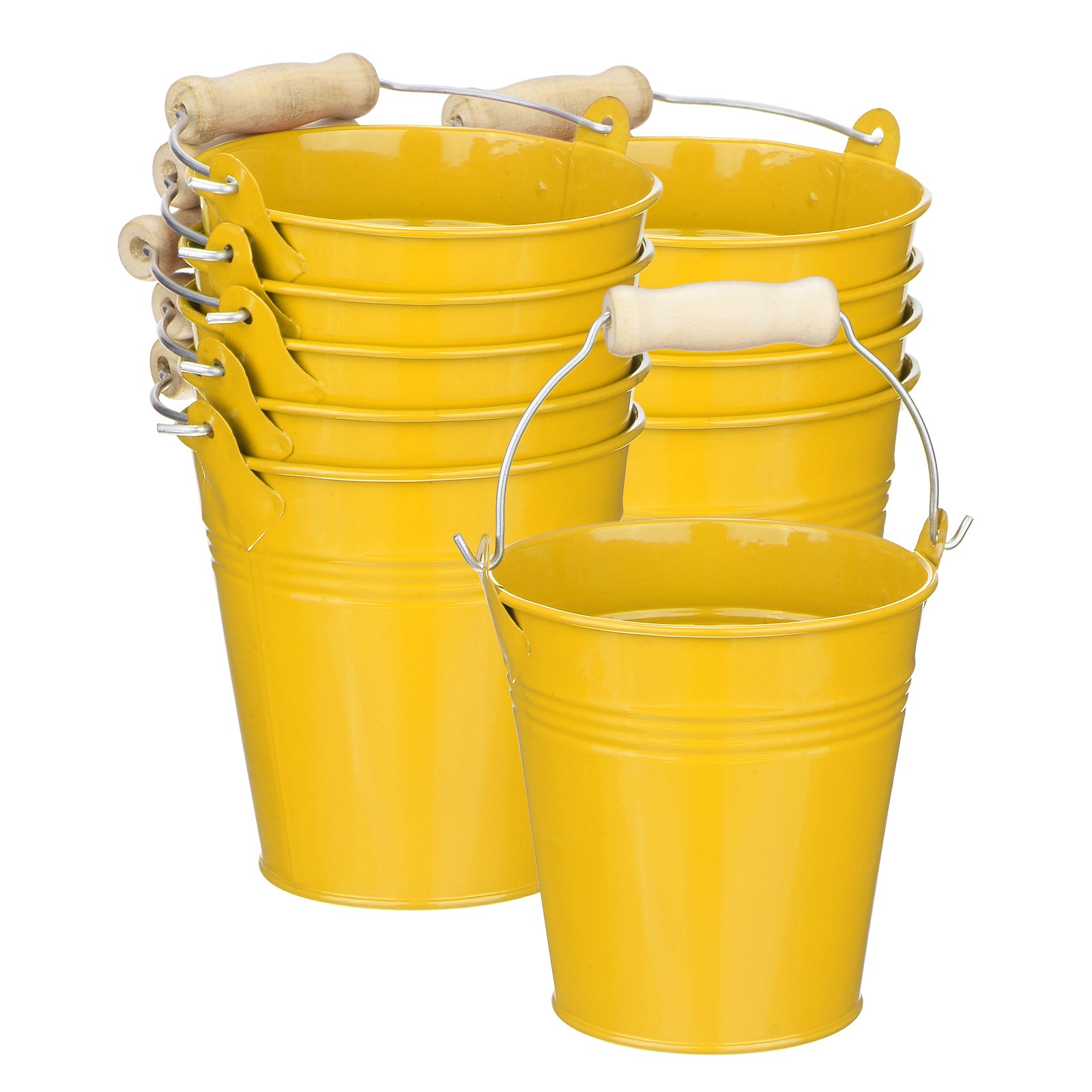 10-Pack Small Metal Bucket with Handle, 10x10cm Galvanized Buckets[Yellow]