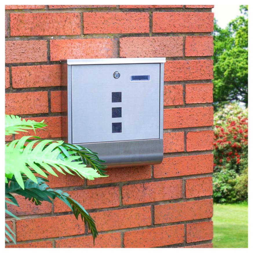 Wall Mounted Lockable Letterbox, Silver - GH452