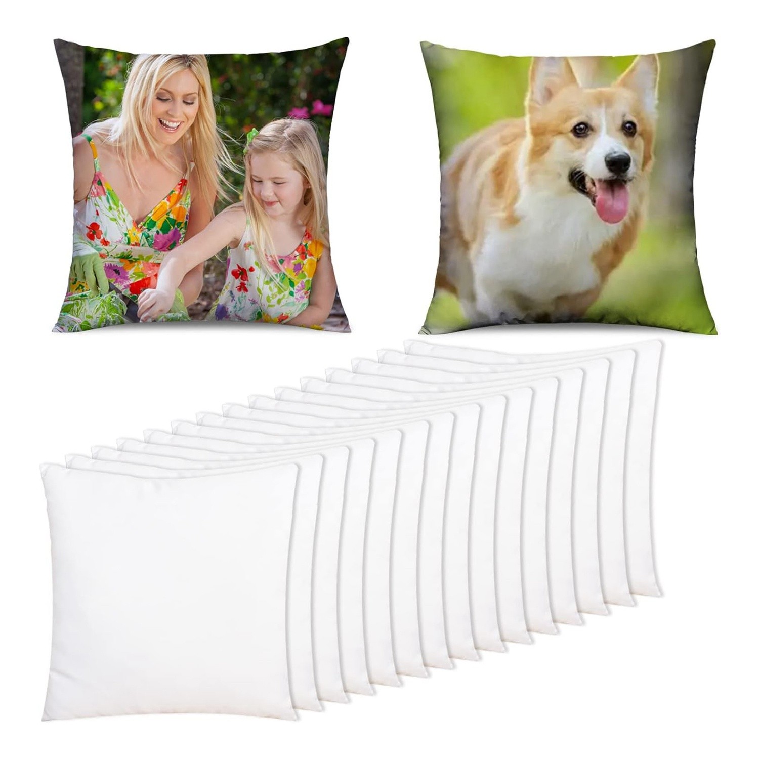 15 Pcs Sublimation Blanks Pillow Cases 16x16Inch White Cushion Covers6676
