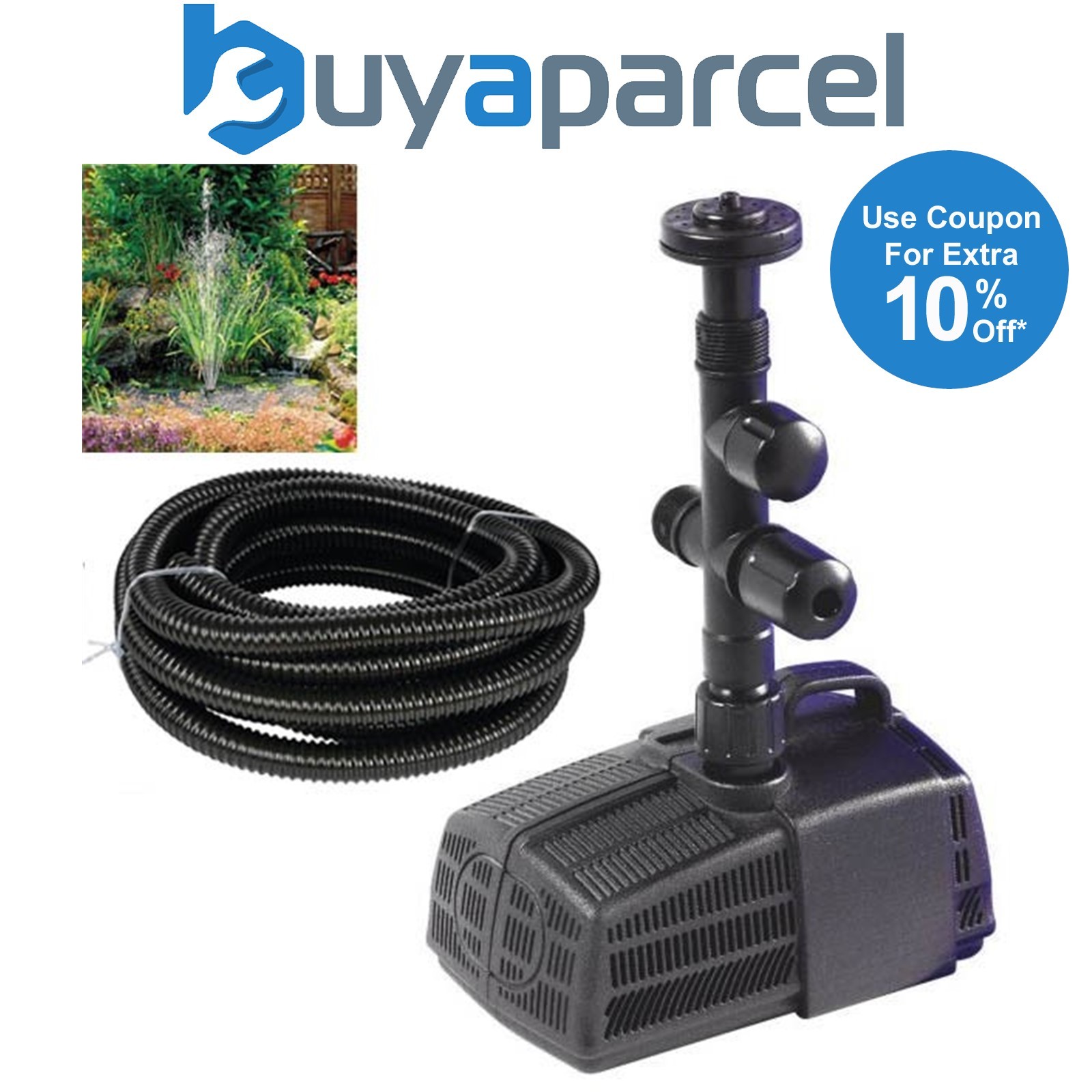 Hozelock Cascade 1500 Fountain & Waterfall Pond Pump 3354 & 5m Hose