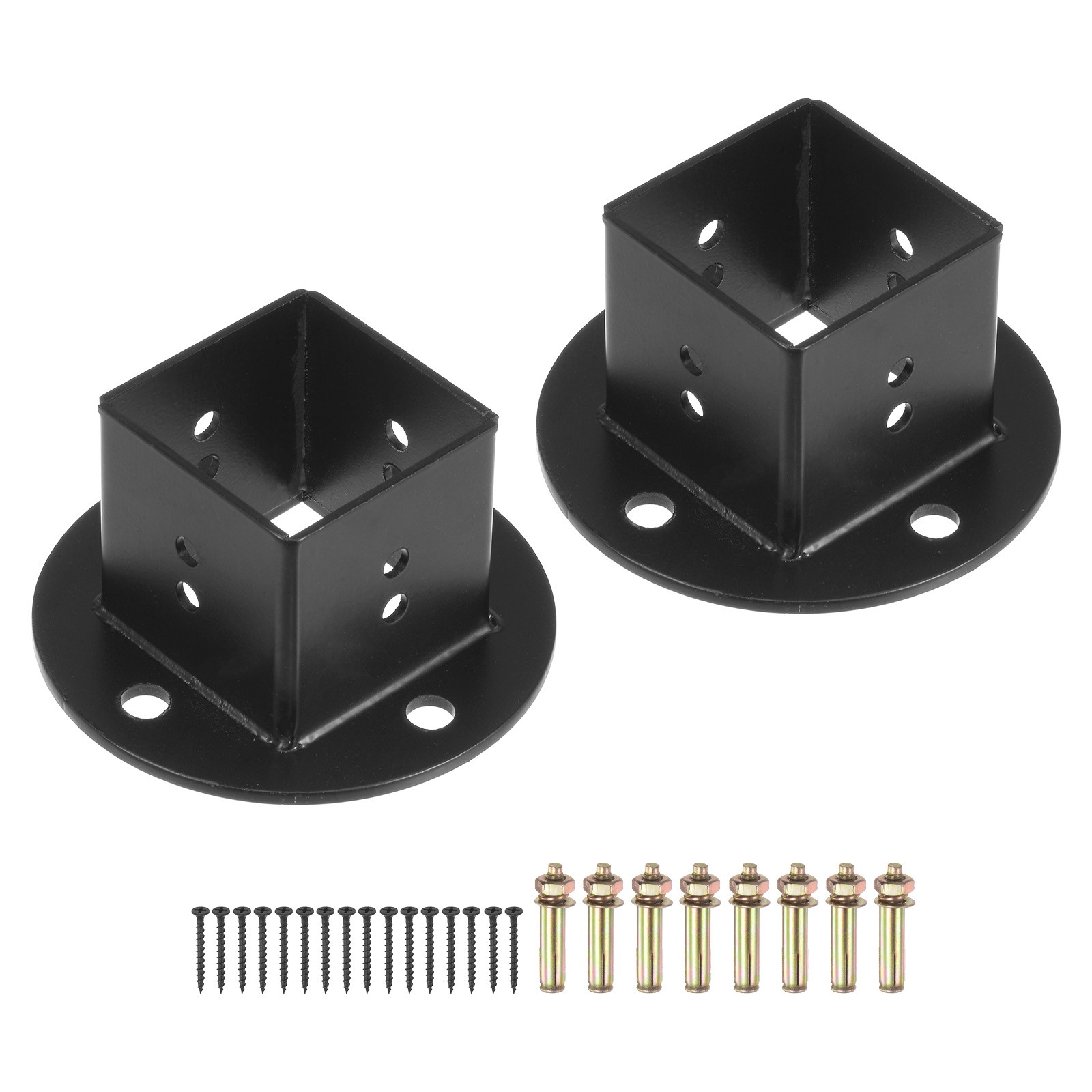 2pcs Floor Flange, 2" X2" Post Base Wall Mount for Deck Railing Mailbox, Black