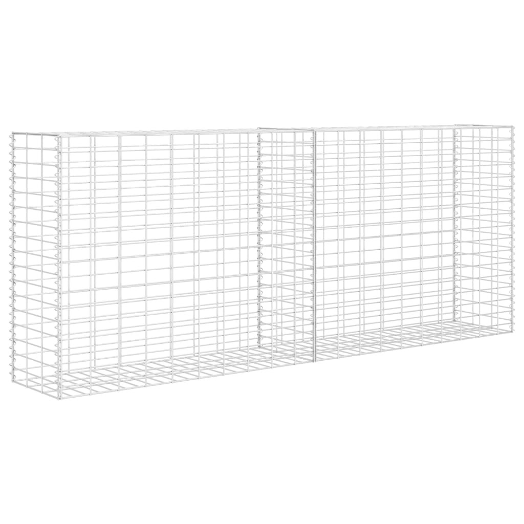 Gabion Basket Steel 85x30x200cm Silver Garden Landscaping Wall Rock vidaXL
