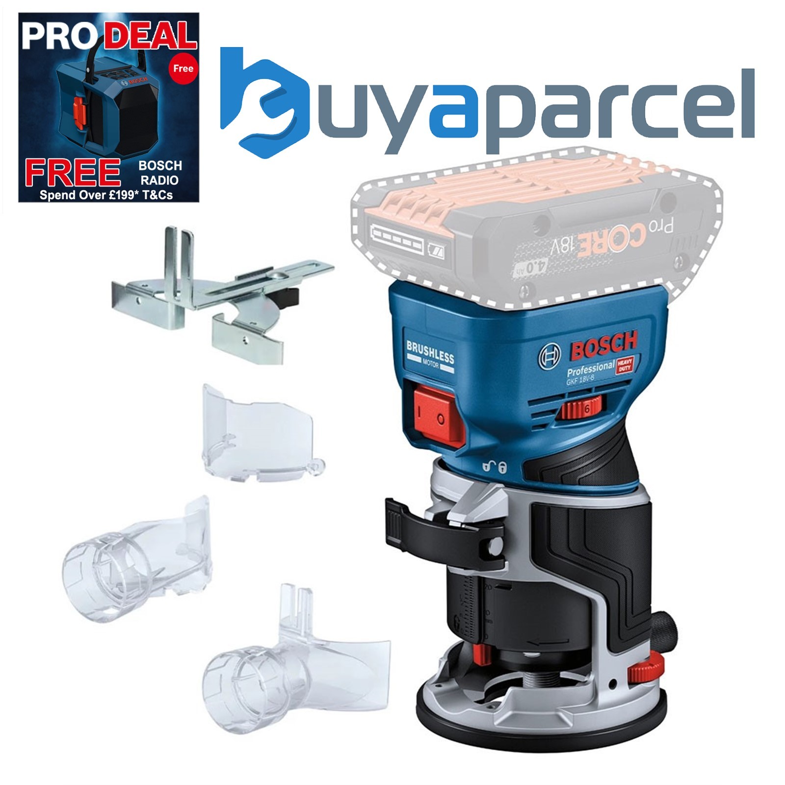 Bosch GKF 18V-8 18v Brushless Cordless Palm Router Laminate Trimmer - Bare Tool