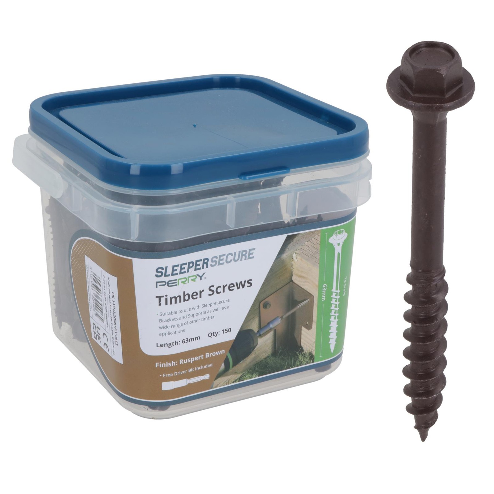 63mm Timber Sleeper Wood Screws For Railway Sleepers Hex Head Brown 150pc