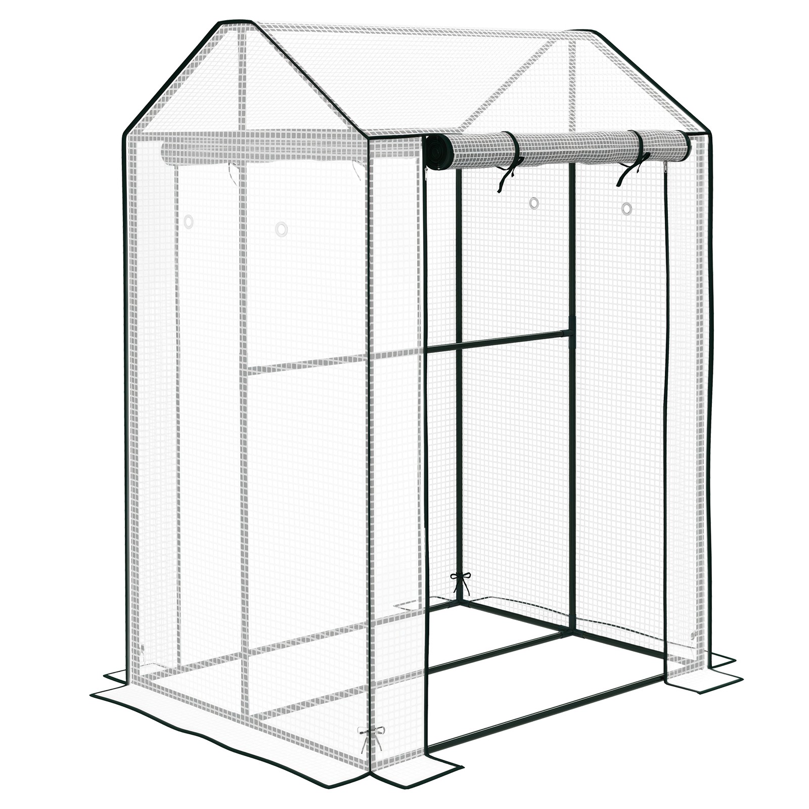 Outsunny Greenhouse with 2 Roll-up Doors and Vent Holes, 100x80x150cm