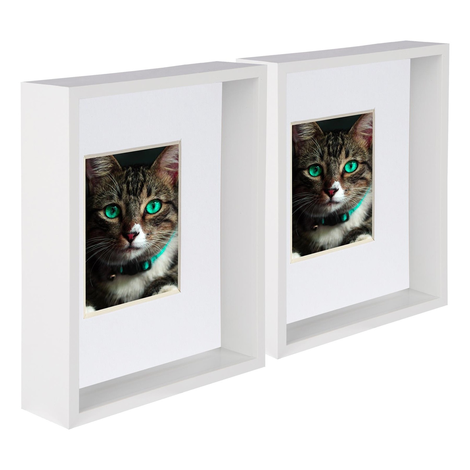 5x White 8" x 10" 3D Deep Box Photo Frames White 4" x 6" Mount Shadow Picture