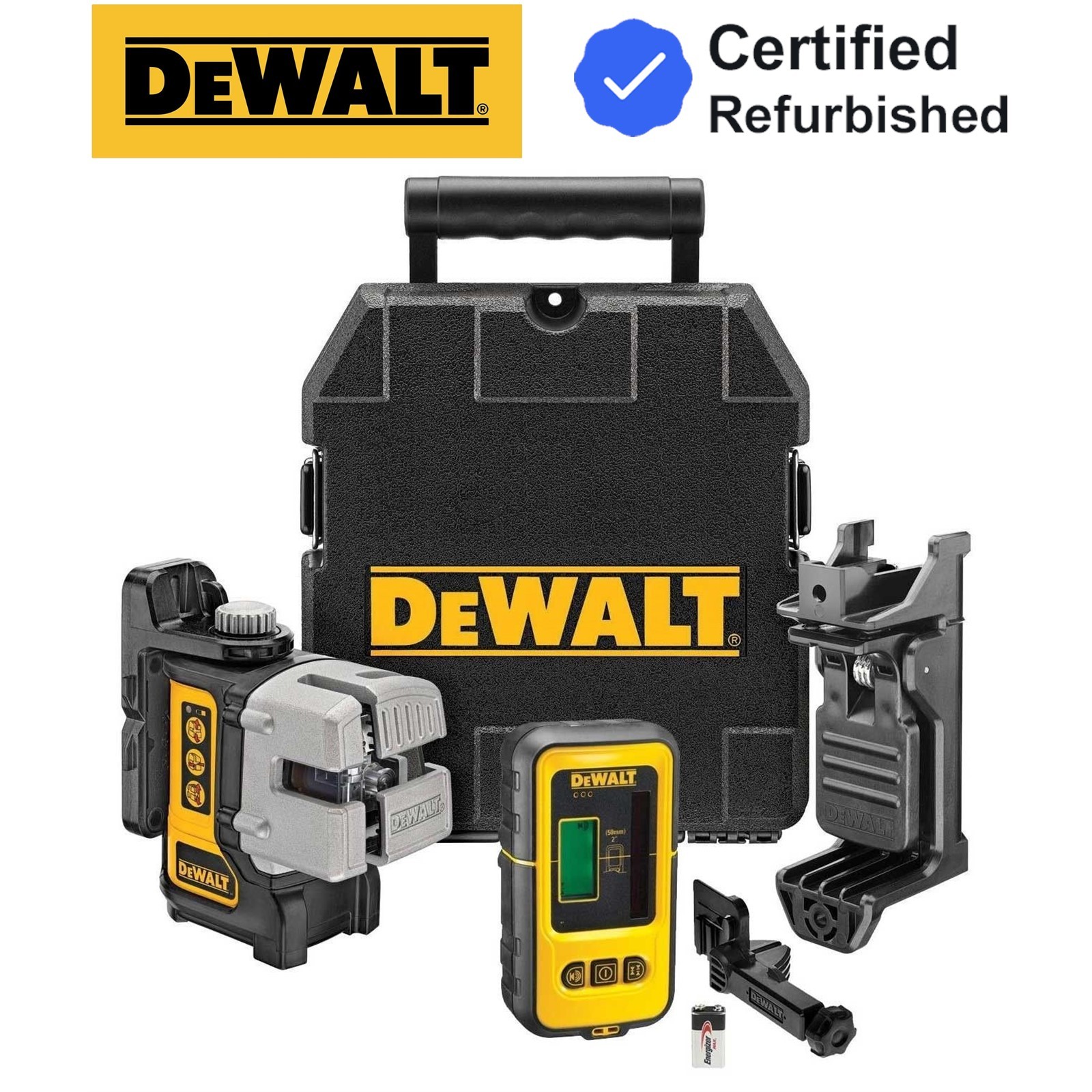 DeWalt DW089K-XJ DW089K 3 Beam 3 Way Multi Line Laser + Bracket + Detector