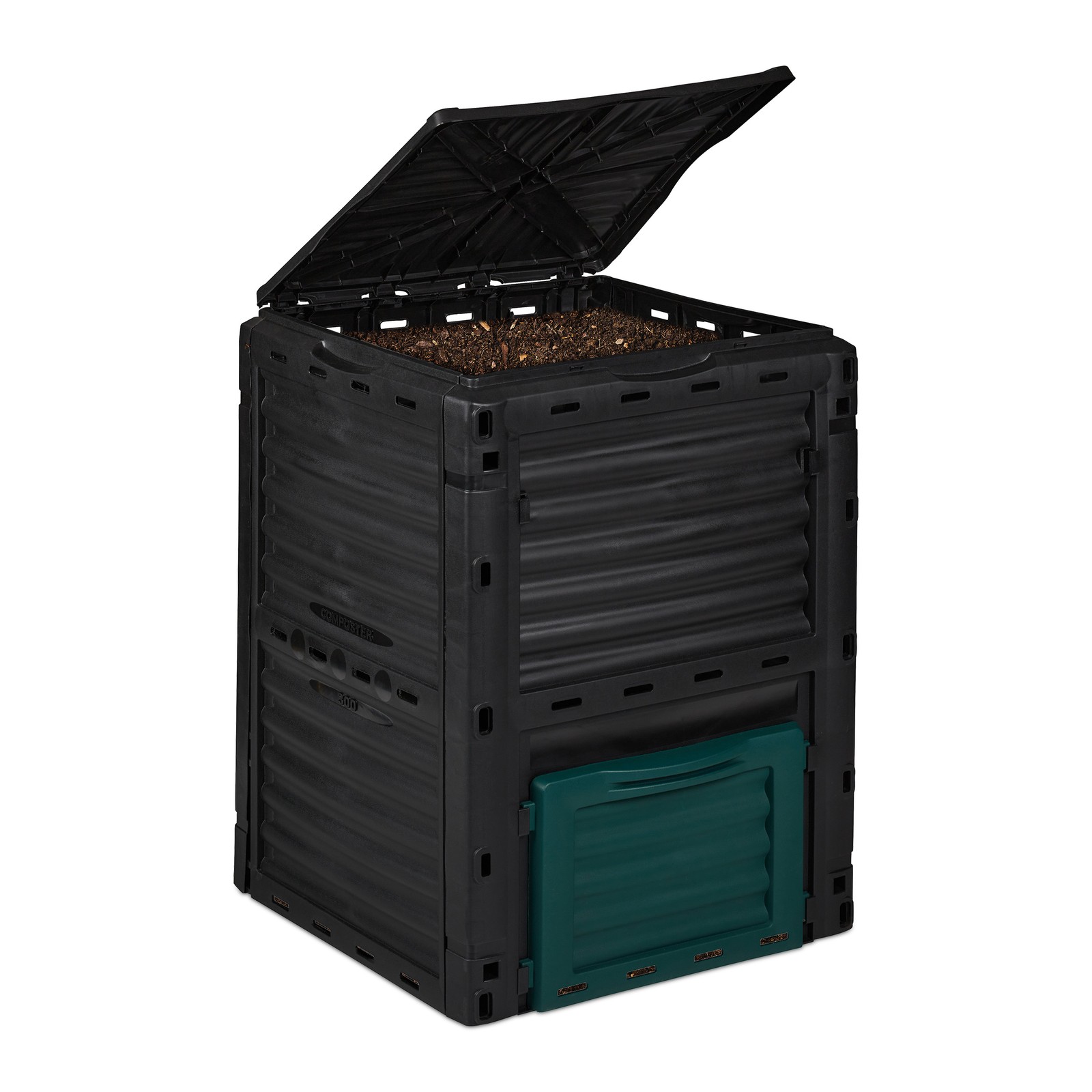 Composter Compost Bin Garden Waste Container 230 litres Black Kitchen Waste Box