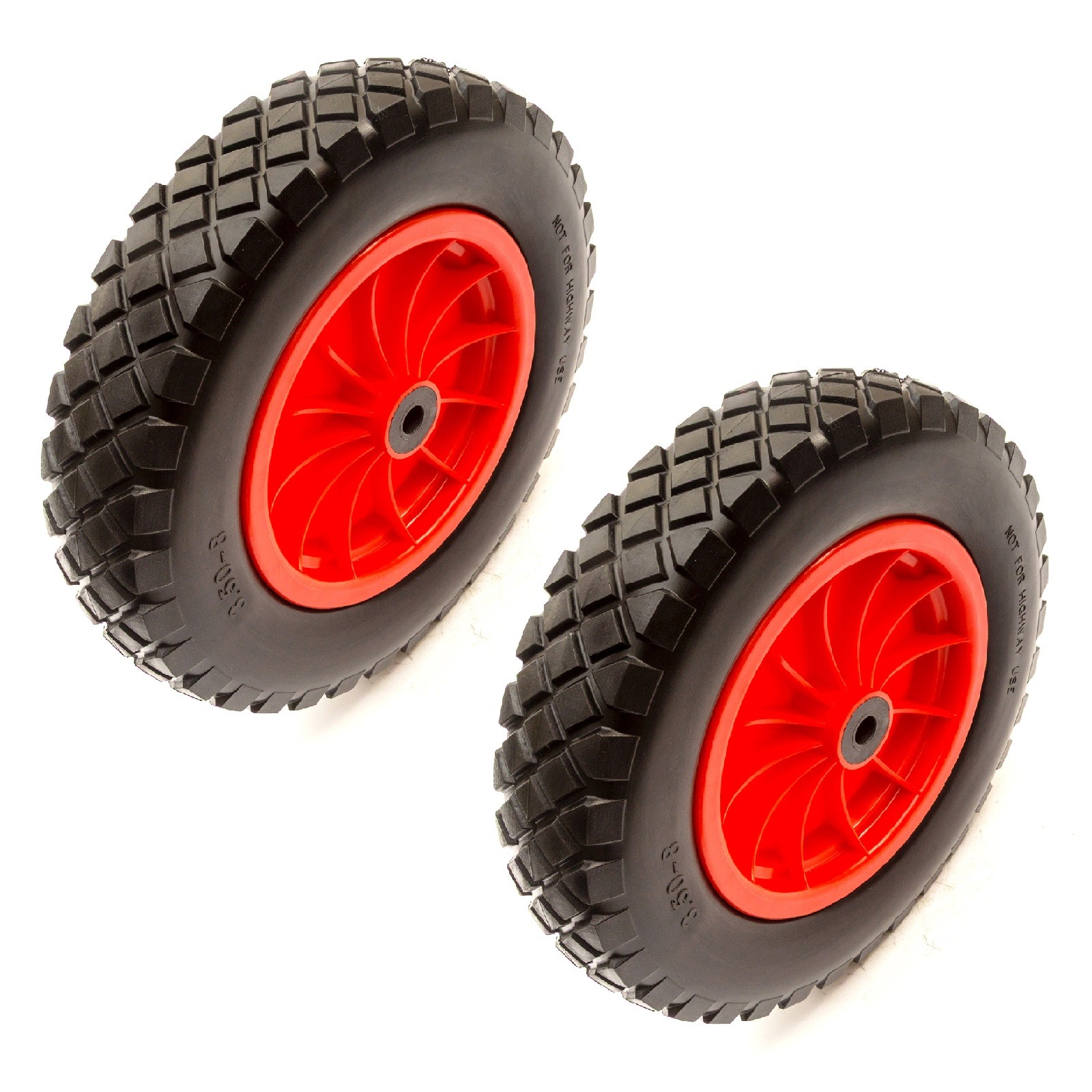 2x 14" PU 4.00/3.50-8 Garden Cart Wheel Flat Free 16mm Bearings 75mm Hub Barrow