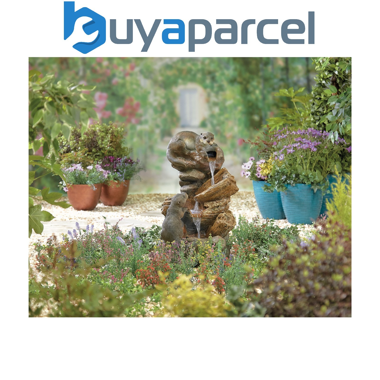 Easy Fountain Otter Pools LED Distinctive Garden Water Feature Stone Effect