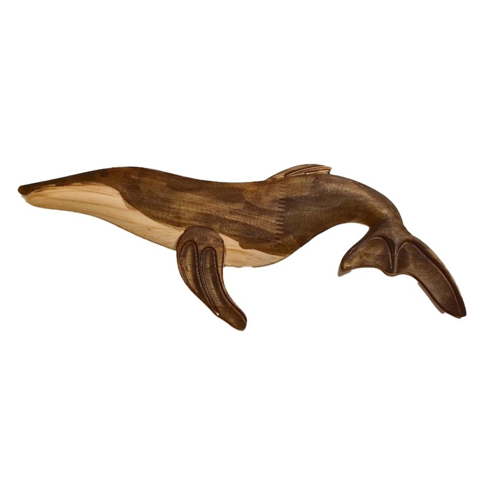 3X(Wooden Sea Fish Decor Statue Whale Figurine Sculpture Ornament Rustic3554