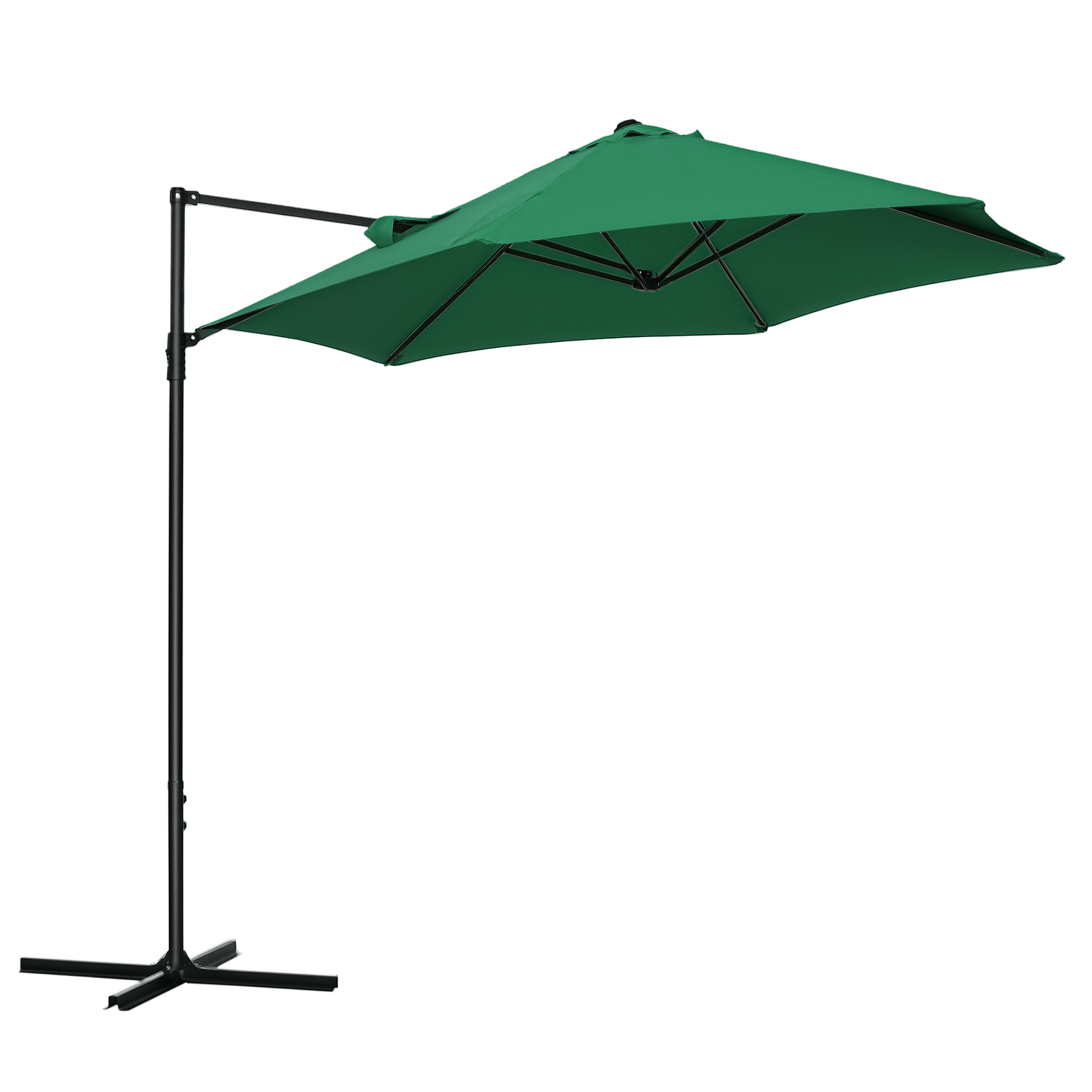 Outsunny 2.5M Offset Roma Patio Umbrella W/ 360-Degree Rotation, Green