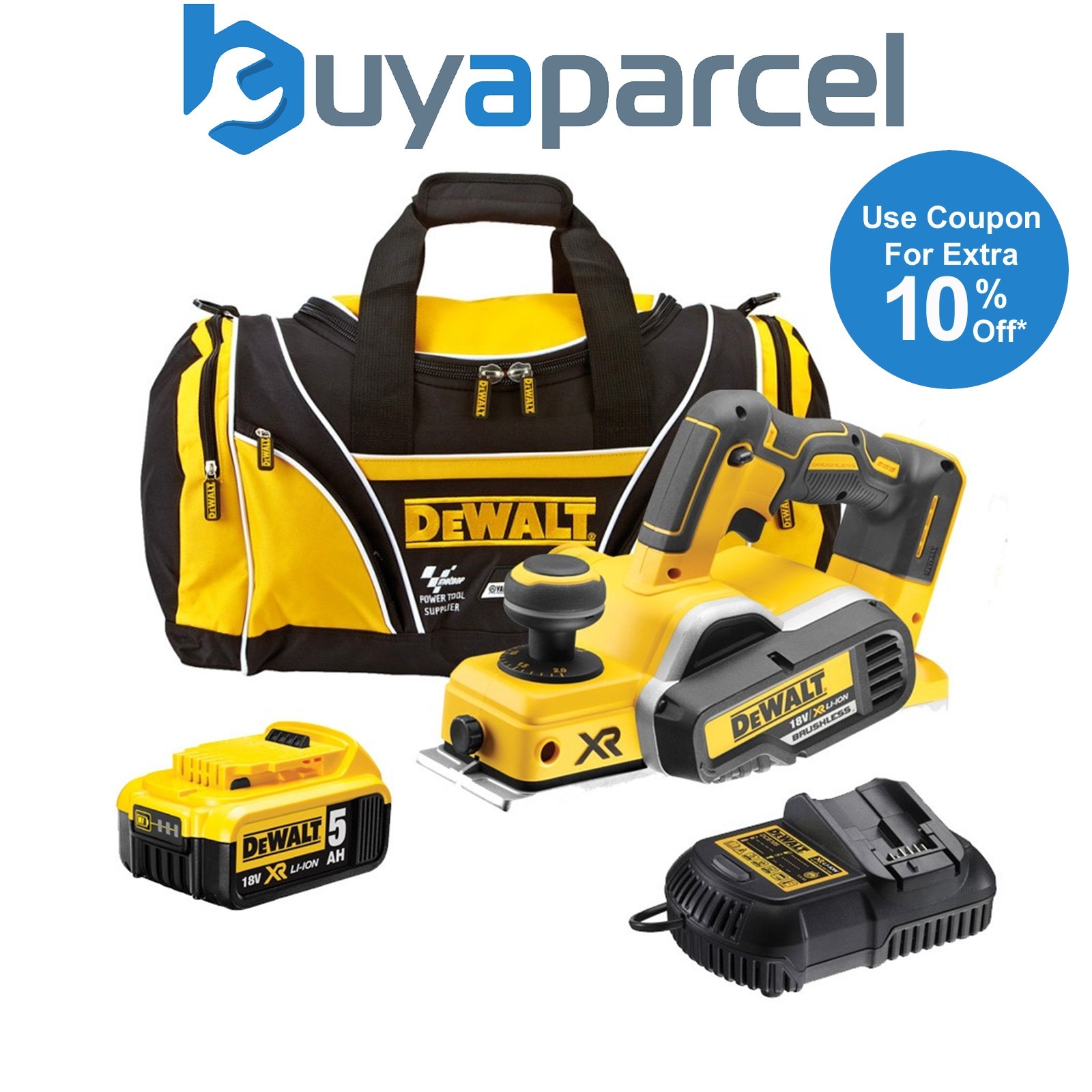 Dewalt DCP580 P1 18v XR Cordless Brushless Planer + 1 x 5.0ah Batt, Charger + Ba