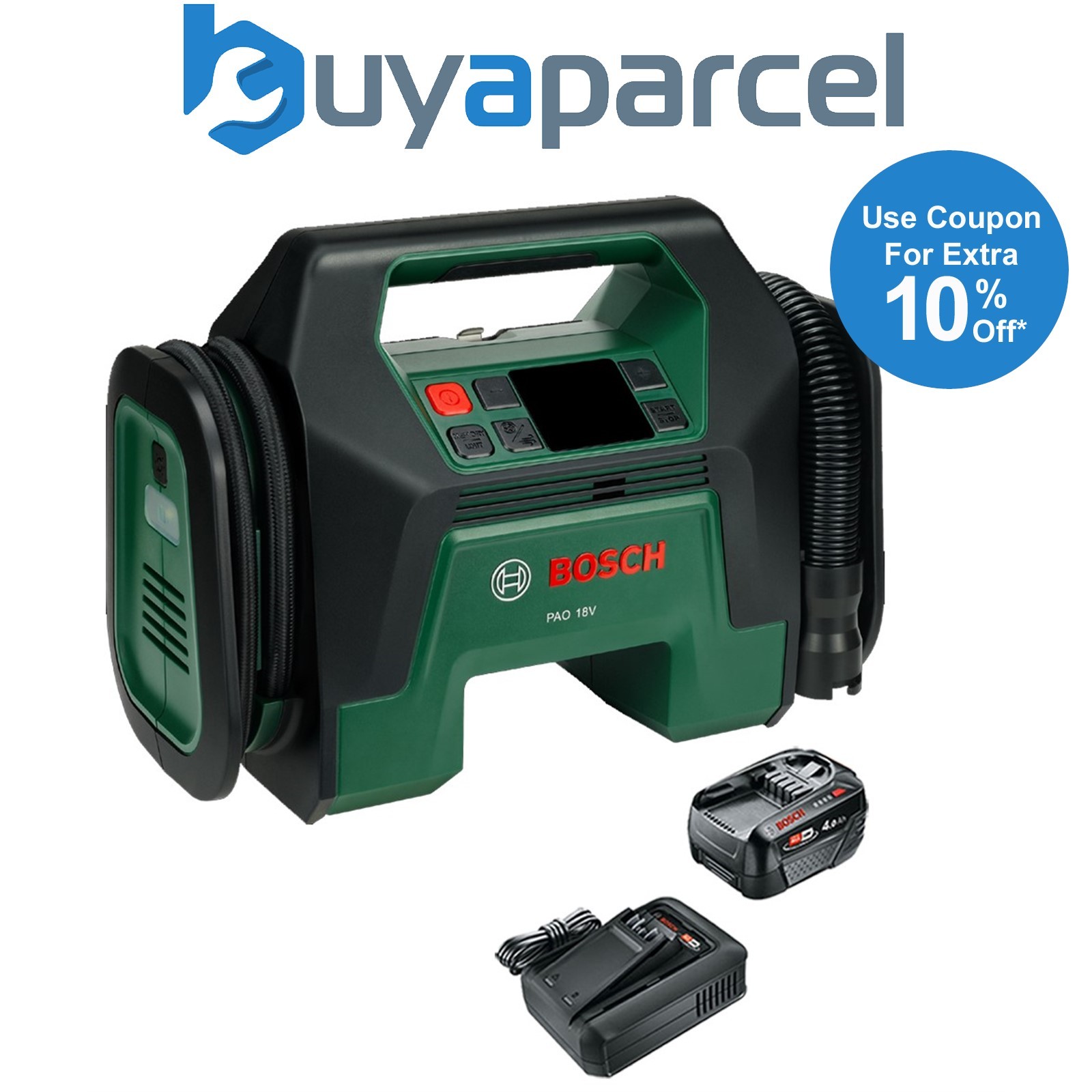 Bosch 0603947400 Cordless 18v Pneumatic Pump PAO Inflator + 4AH Battery Kit