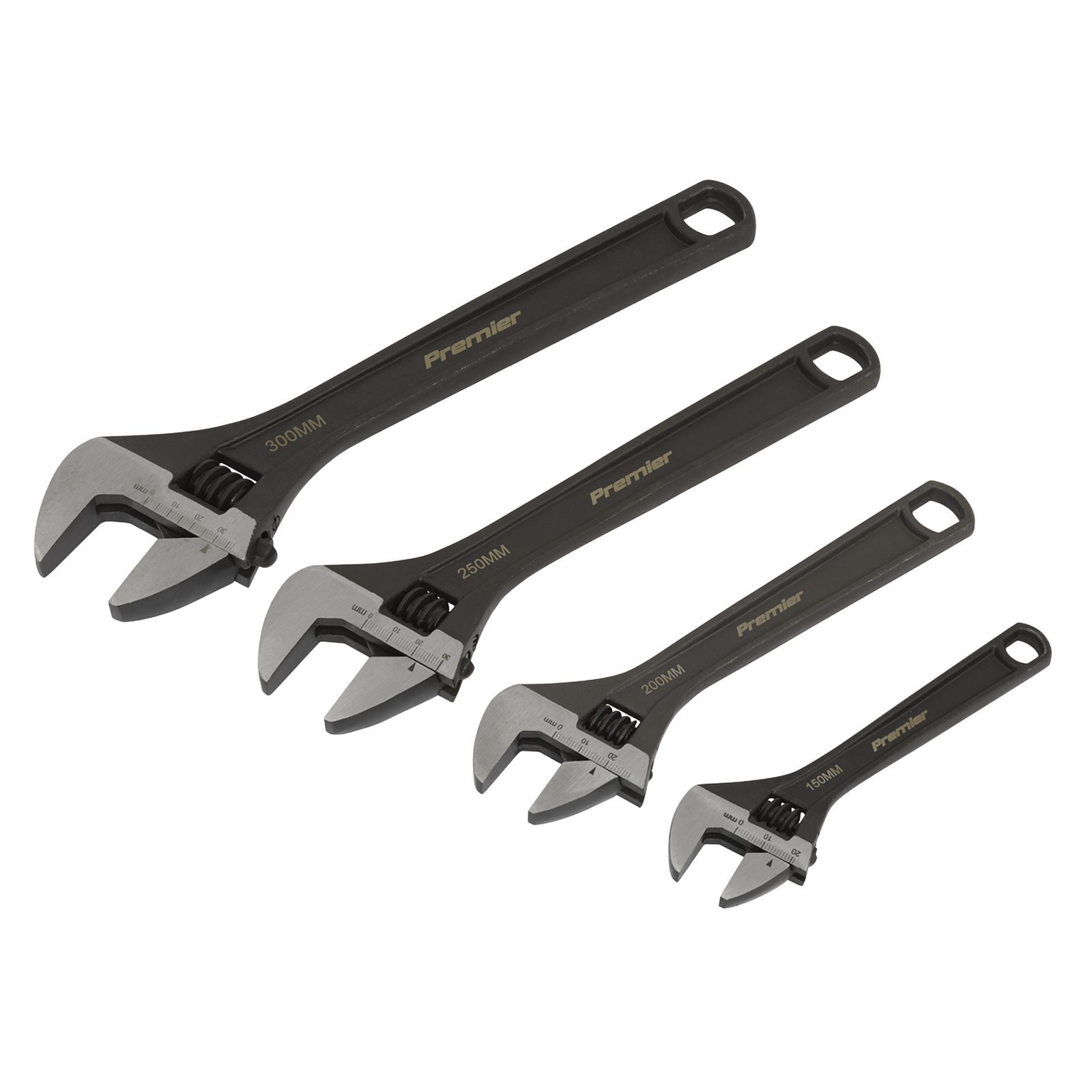 Sealey Adjustable Wrench Spanner Premier Hand Tool Set 4pc - AK9567