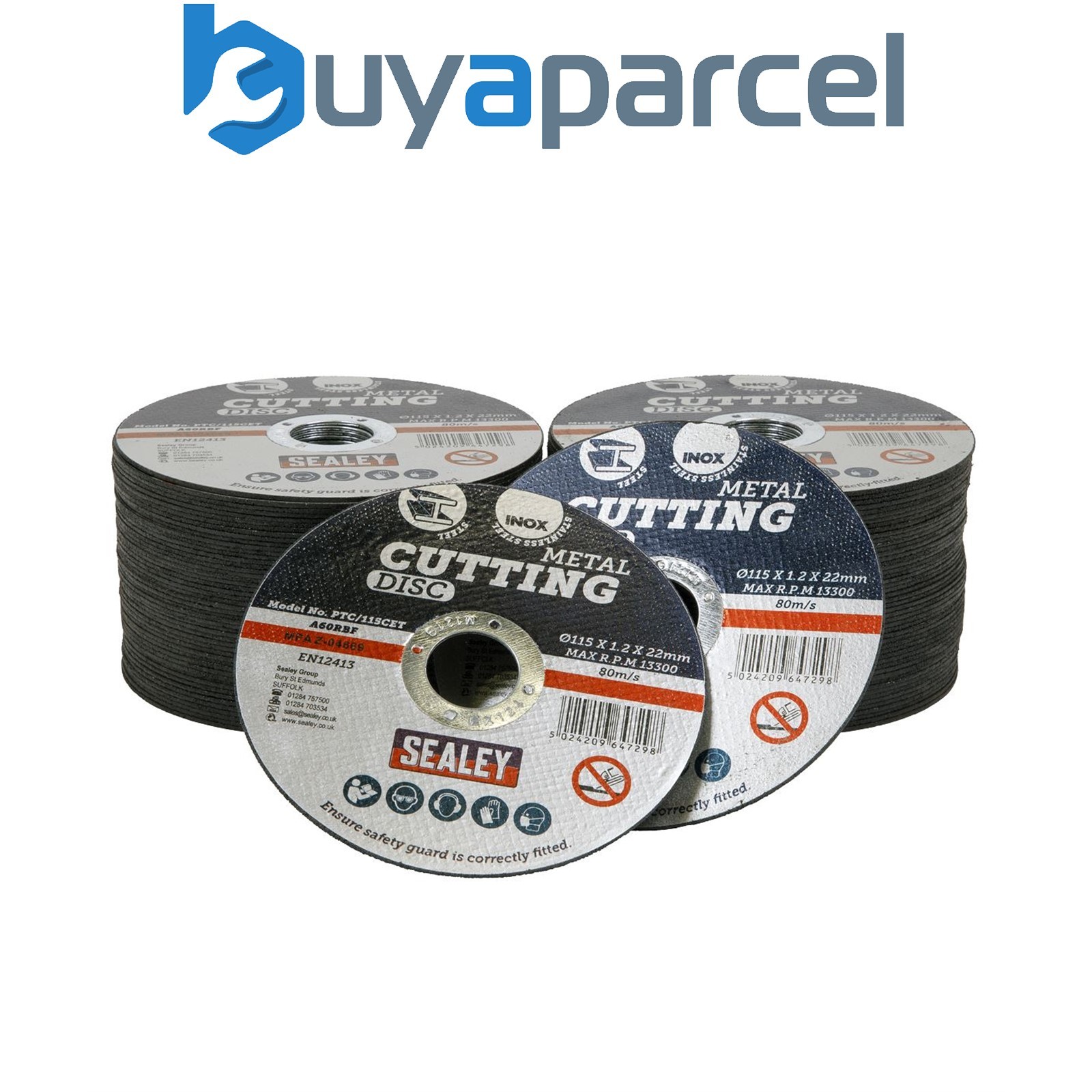 Sealey PTC/115CET100 115 x 1.2mm Cutting Disc 22mm Bore - Pack of 100