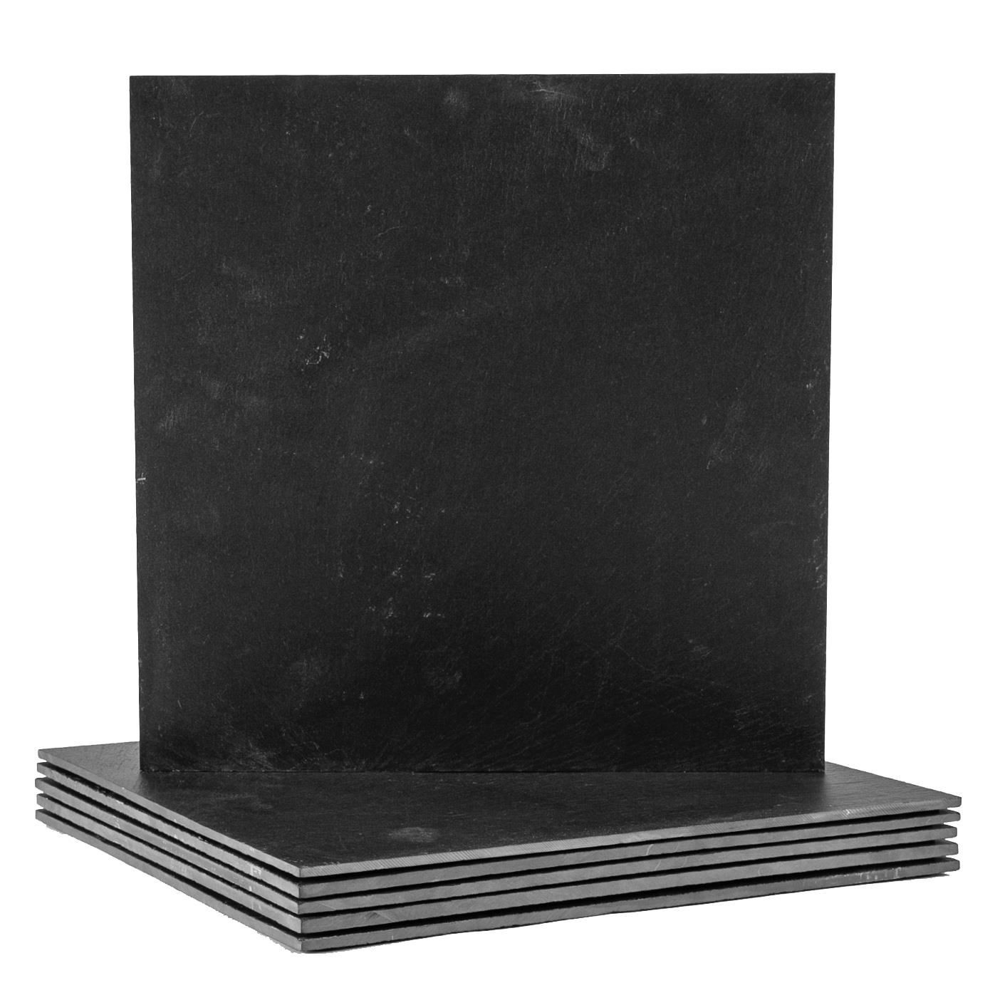 6x Linea Square Slate Placemats 33cm Natural Rustic Dining Table Place Mats Set