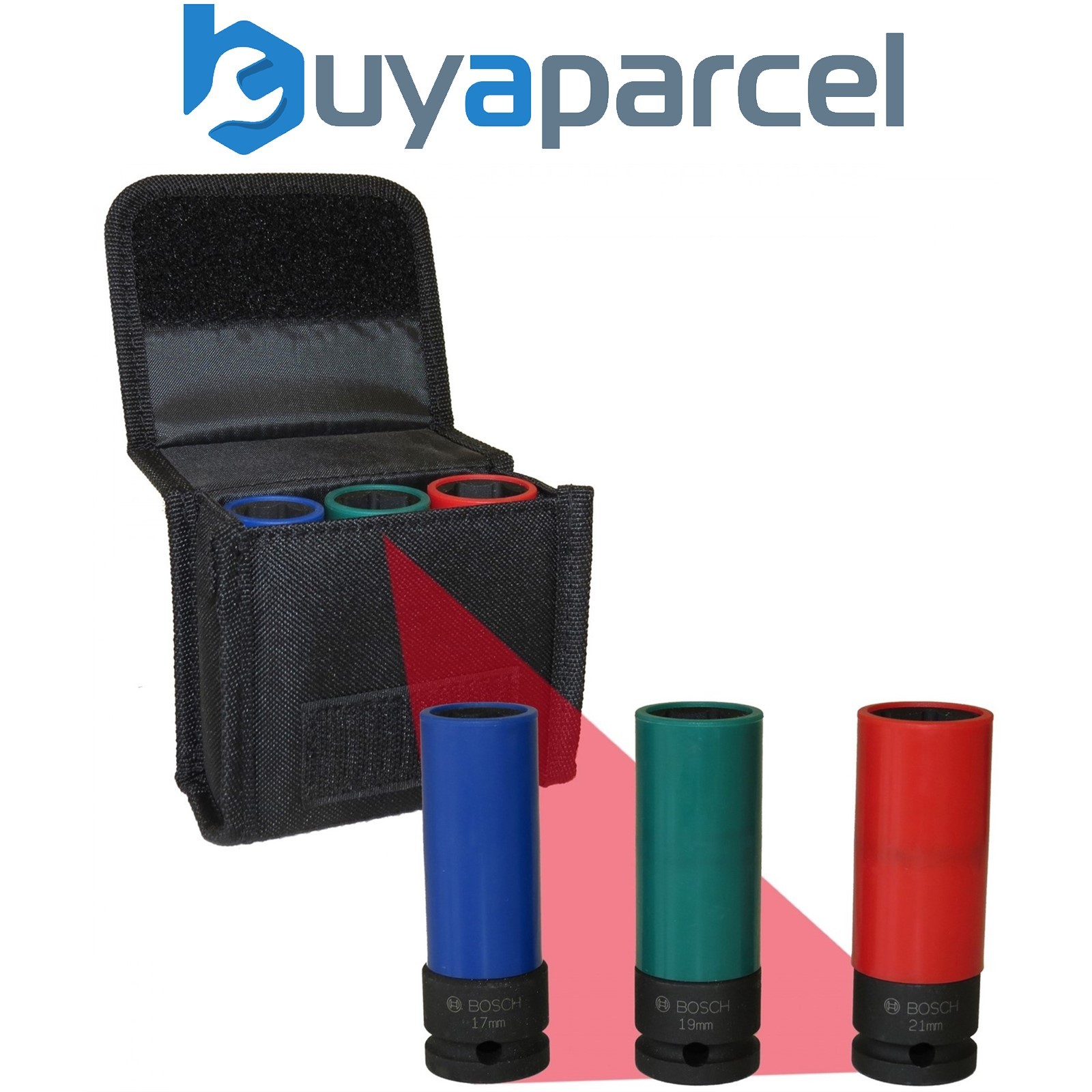 Bosch PRO 3 Piece 1/2 Drive PVC Sleeved Hexagon Impact Socket Set + Case