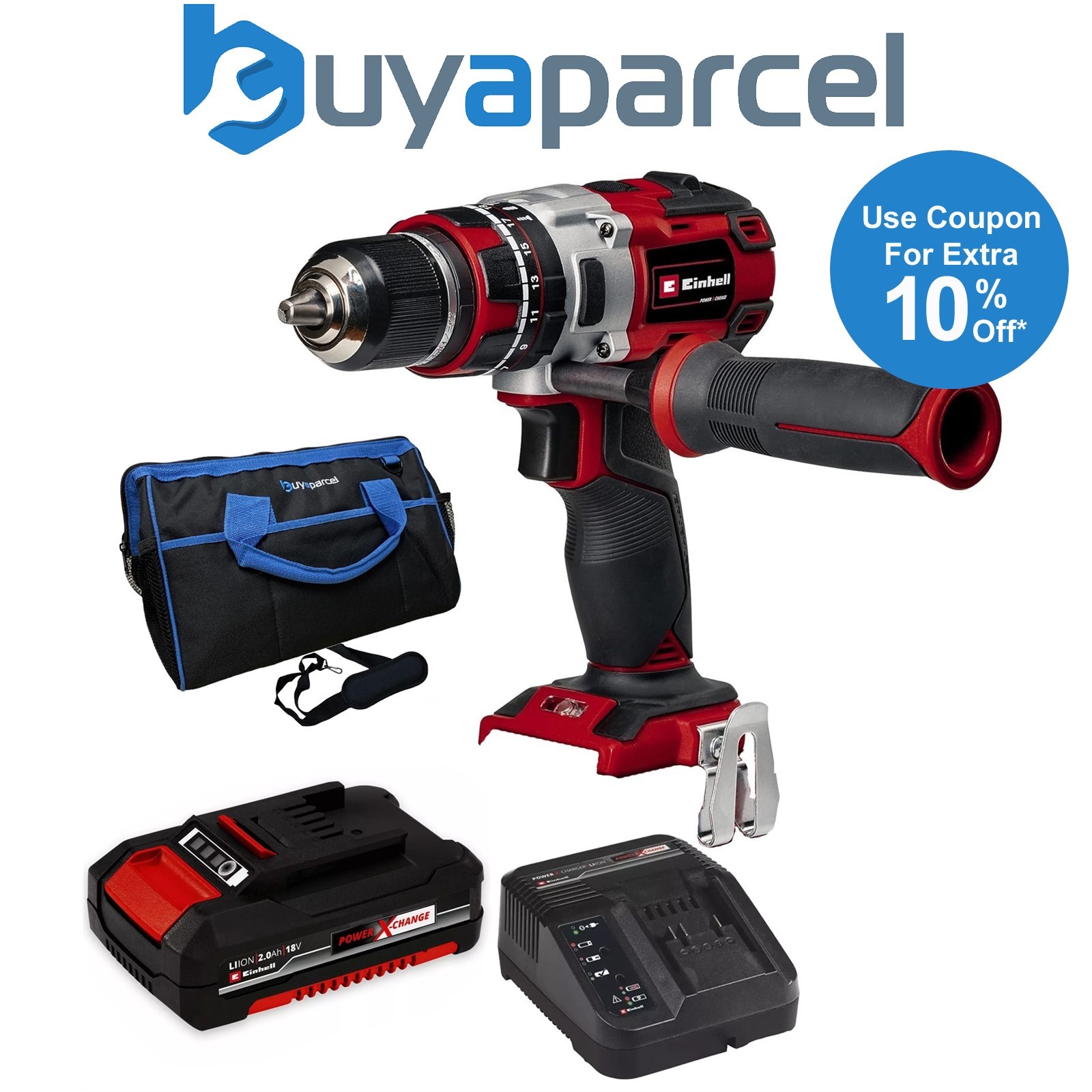 Einhell TE-CD Brushless Cordless Combi Drill PXC 18v Metal Chuck 1x 2ah Battery