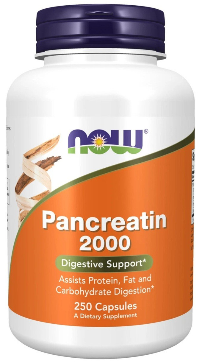 Now Foods High Potency Pancreatin 2000mg per cap 250Caps Non-GMO/Gluten Free