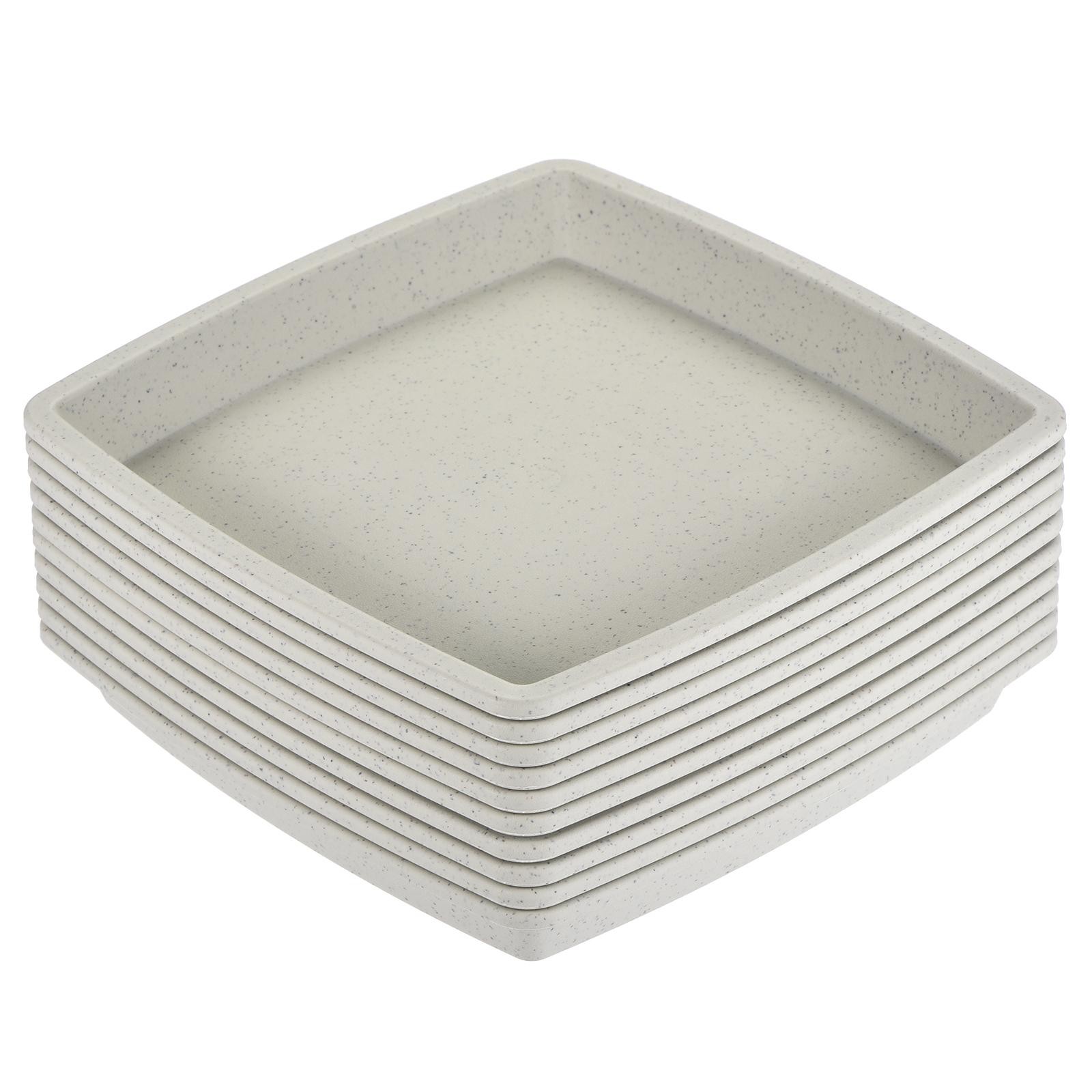 10pcs Gray Plant Pot Saucer 6" Plastic Square Flower Drip Tray - Indoor Outdoor