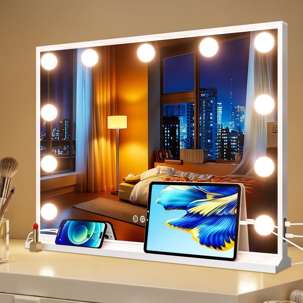 Aluminum Hollywood Light Up Mirror Bluetooth Vanity Make Up Mirror with Lights