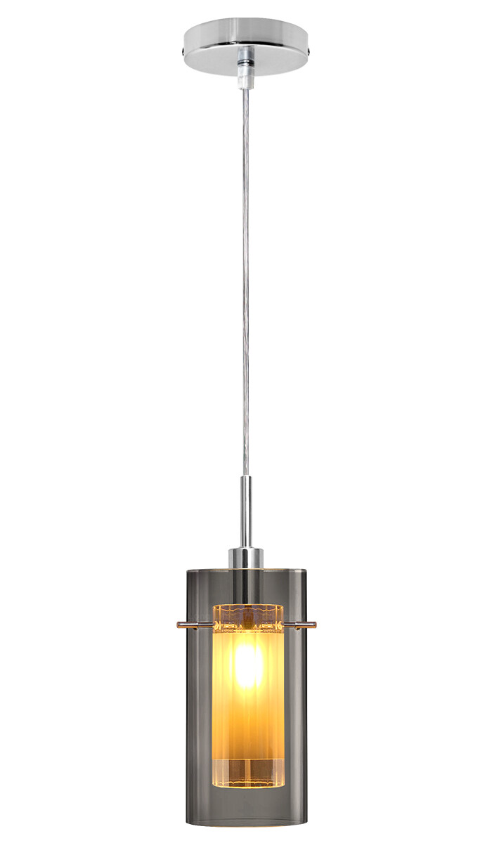 Vintage Smoked Glass Shade Hanging Pendant Ceiling Light M0116 with WW Bulb