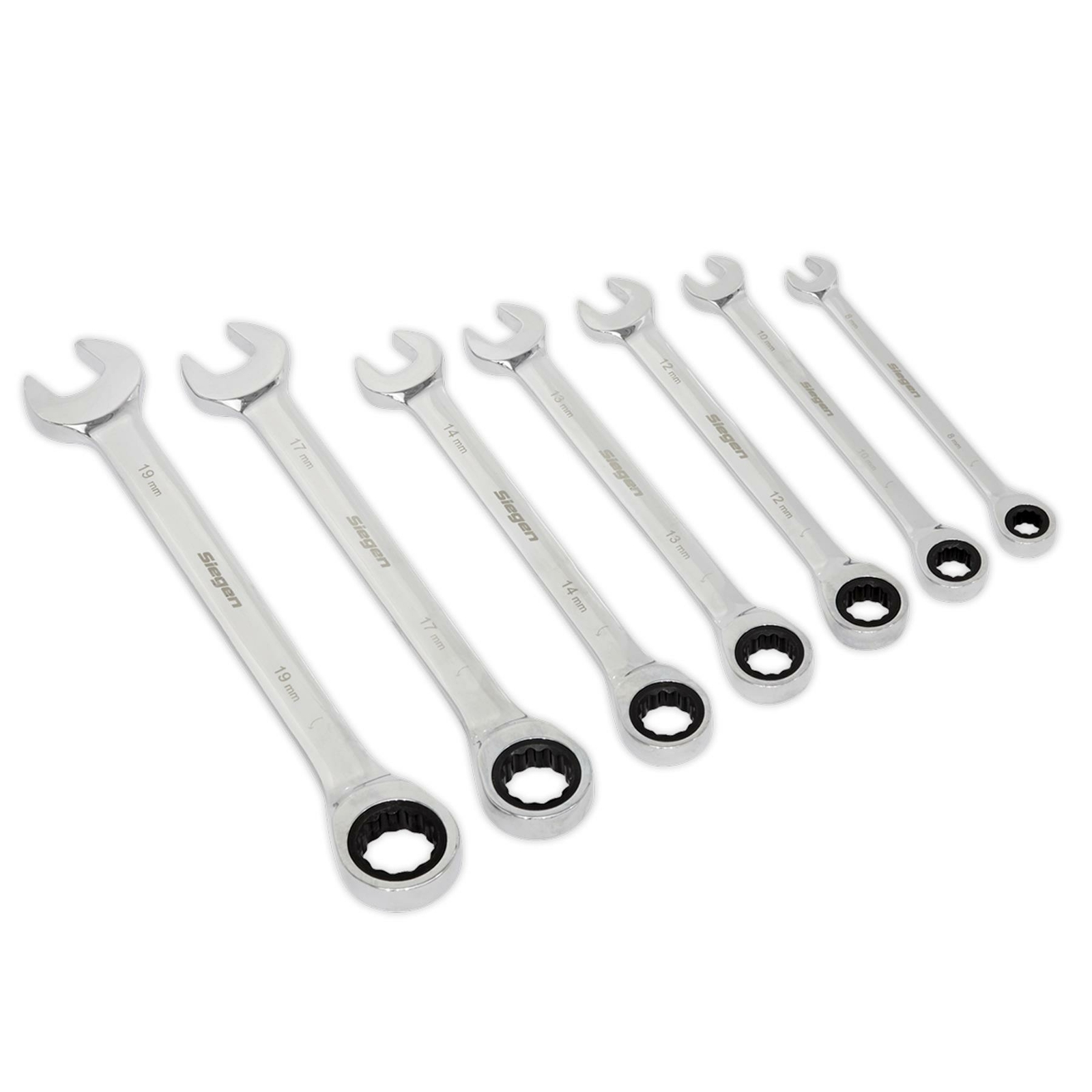 Ratchet Combination Spanner Set 7pc Metric Chrome Vanadium Steel 72T