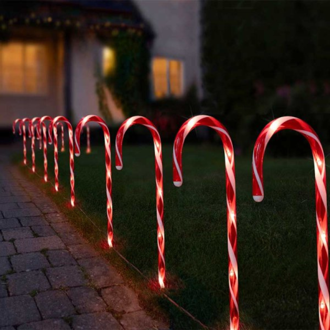 Christmas Candy Cane Lights Garden Outdoor LED Decoration Pathway Xmas 25cm 12pc