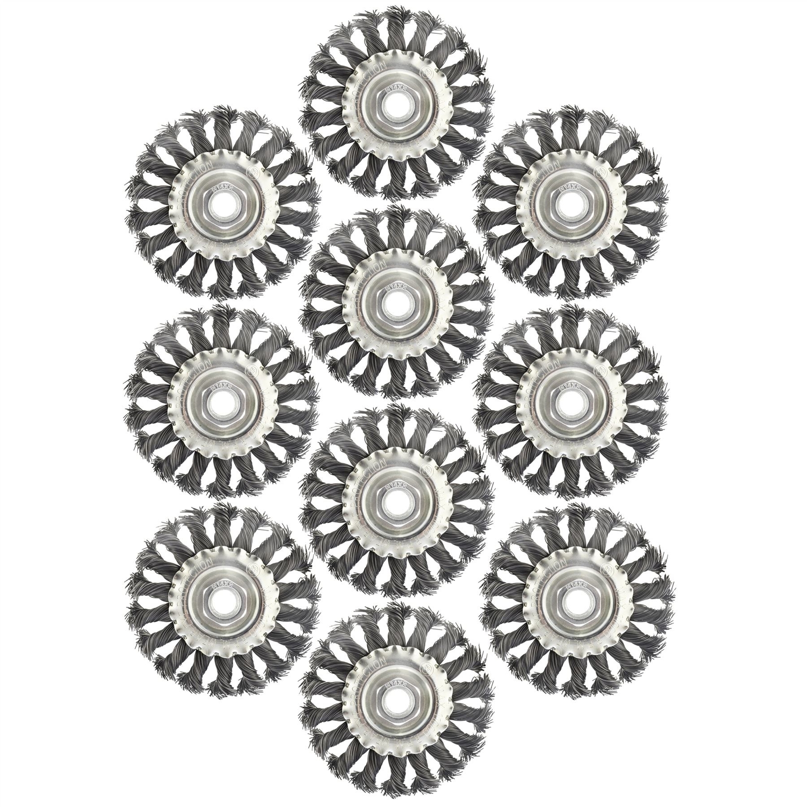 10 Flat Twist Knot Wire Wheel Brush 100mm M14 x 2 Deburring Angle Grinder AT931